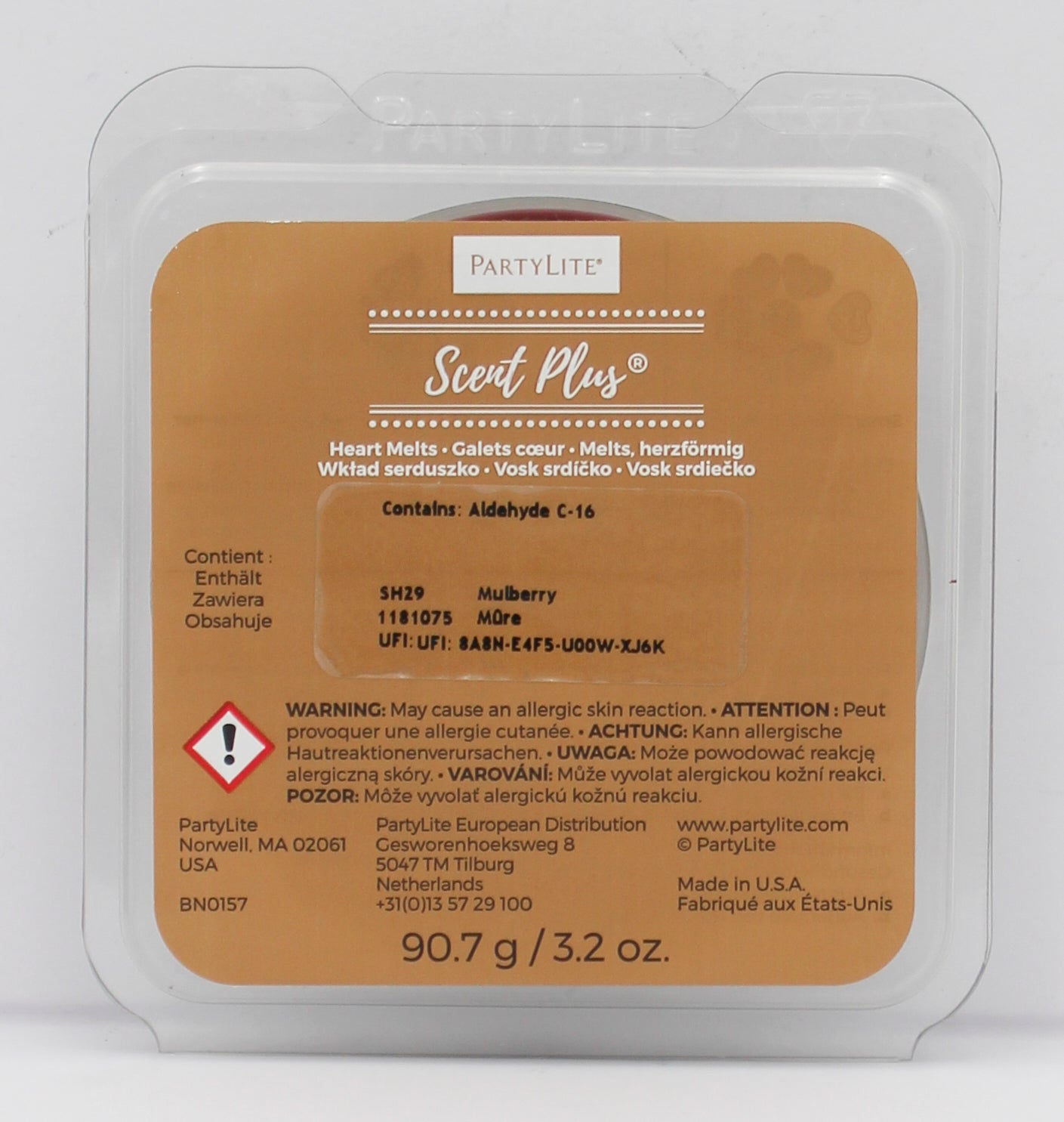 PARTYLITE MULBERRY SCENT PLUS HEART MELTS 3.2oz