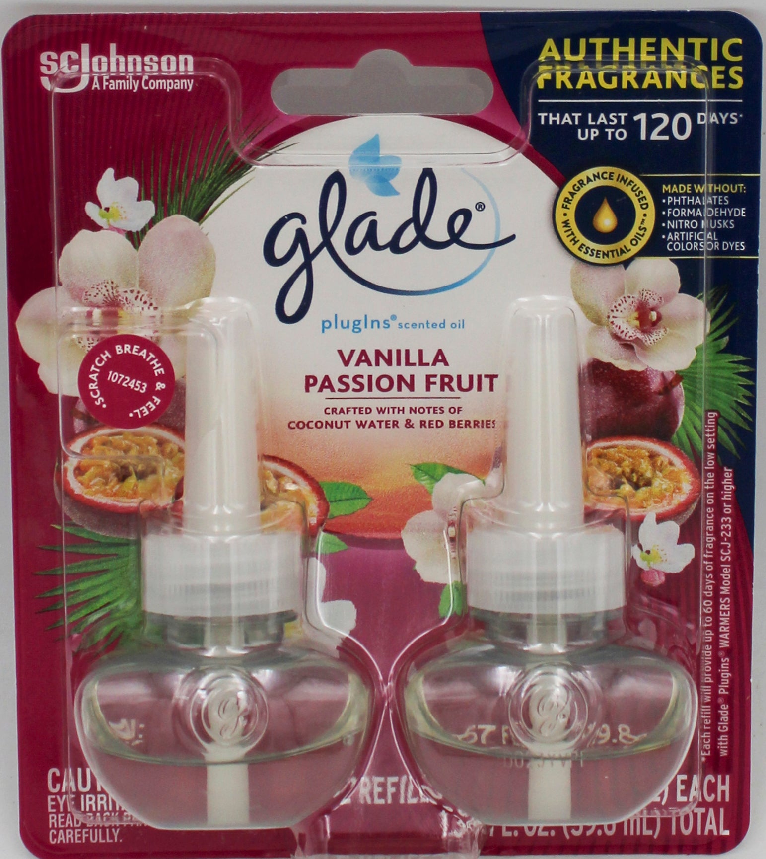 SP GLADE PLUG IN SCENTED OIL  2ct 1.34floz US VANILLA PASSION FRUIT
