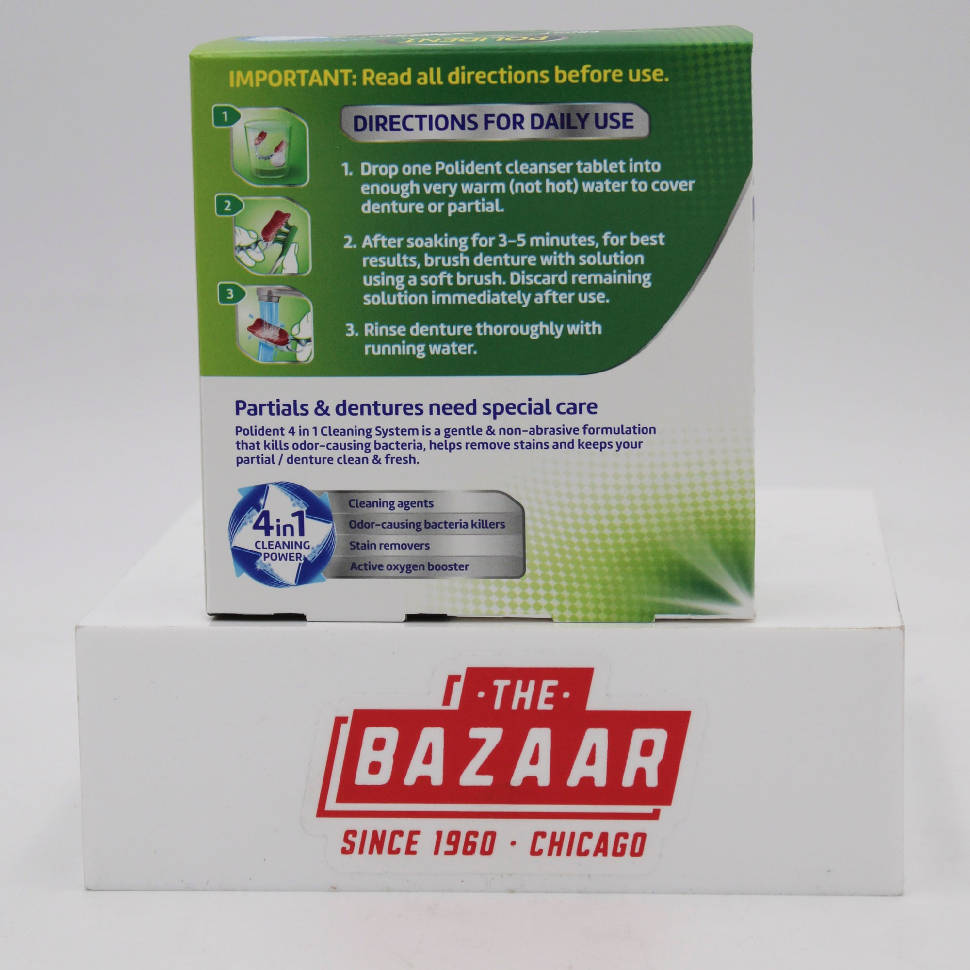 POLIDENT 3 MIN DENTURE CLEANSER TABS 28ct EXP 4/30/27 NI