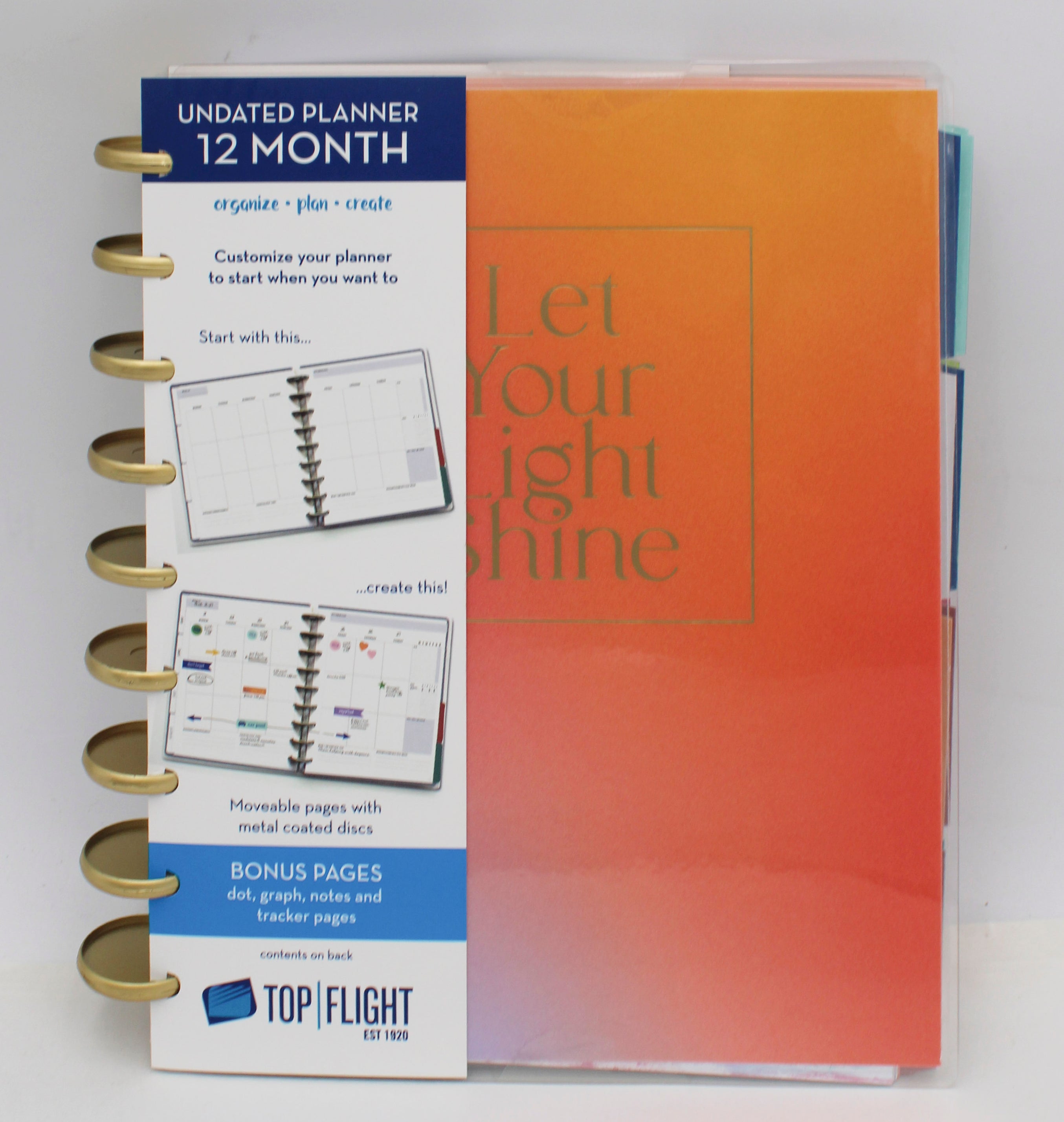 TOP FLIGHT LIGHT SHINE 12MO UNDATED DISC PLANNER 7.5" X 9.5"