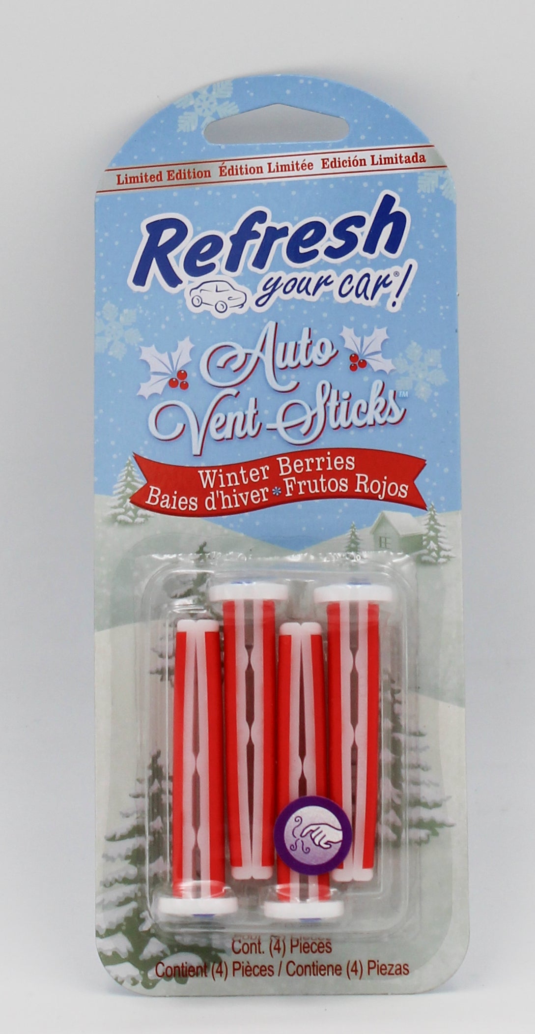 REFRESH YOUR CAR! WINTER BERRIES VENT STICKS CAR AIR FRESHENER(4 PACK) NI