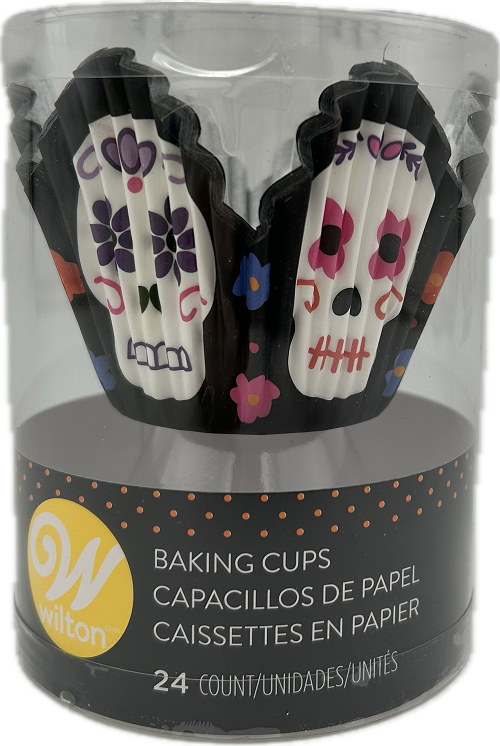 HALLOWEEN BAKING CUP PETAL DAY OF THE DEAD STANDARD 24 CT NI.