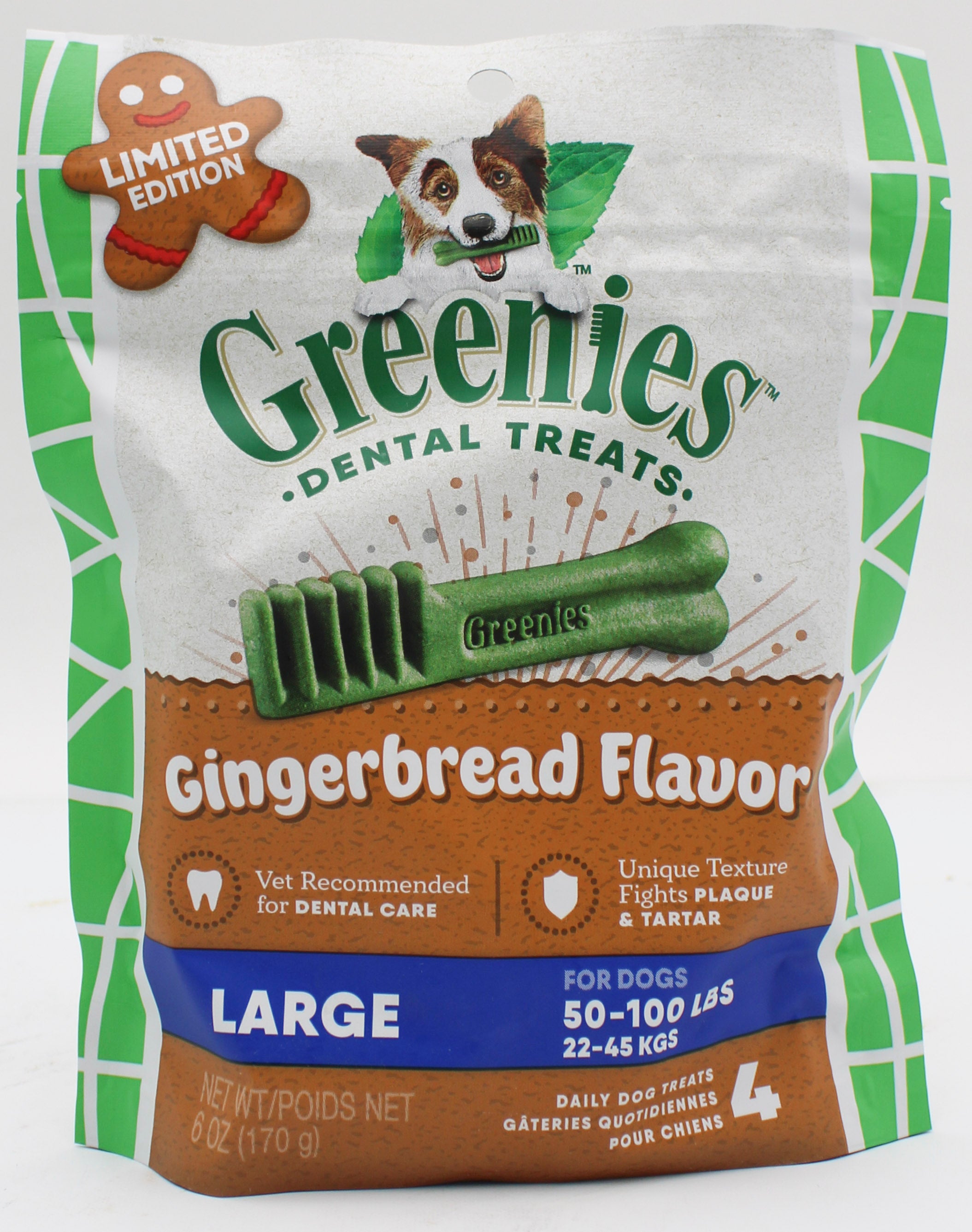 Greenies Gingerbread Large Dog Dental Treats 6oz 4-Pack