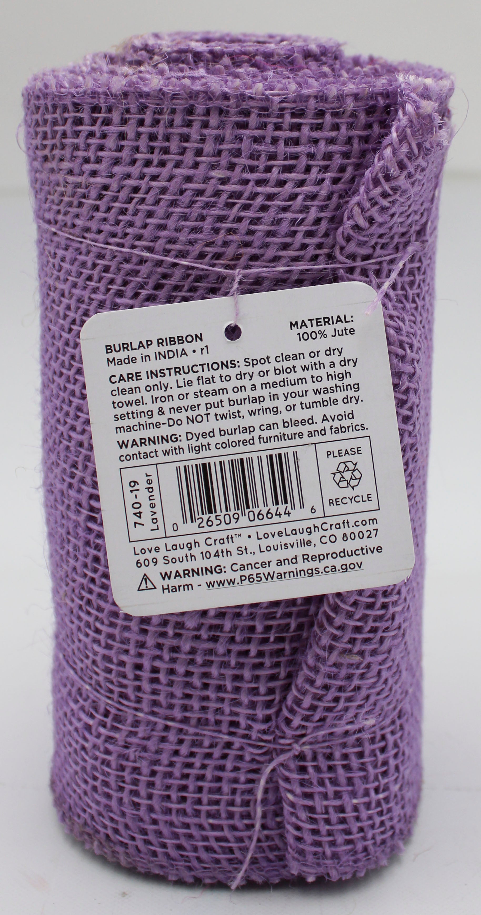Burlap Ribbon 6in x 5yd Lavender - Wholesale Craft Supply