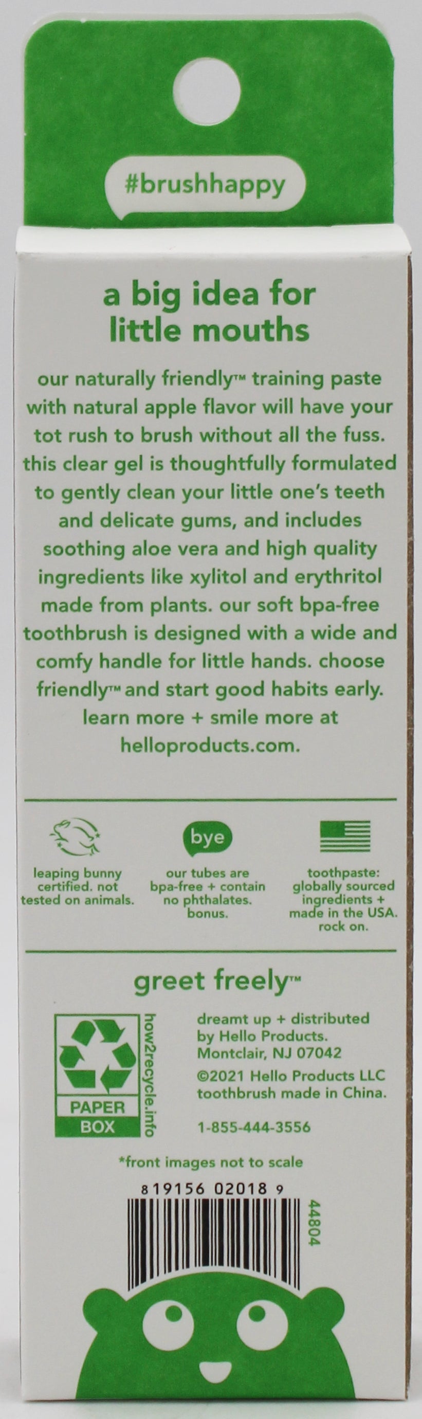 HELLO TODDLER TRAINING TOOTHBRUSH/TOOTHPASTE KIT 1.5oz 2ct EXP9/2024 NI HOLD ITEM DO NOT SELL