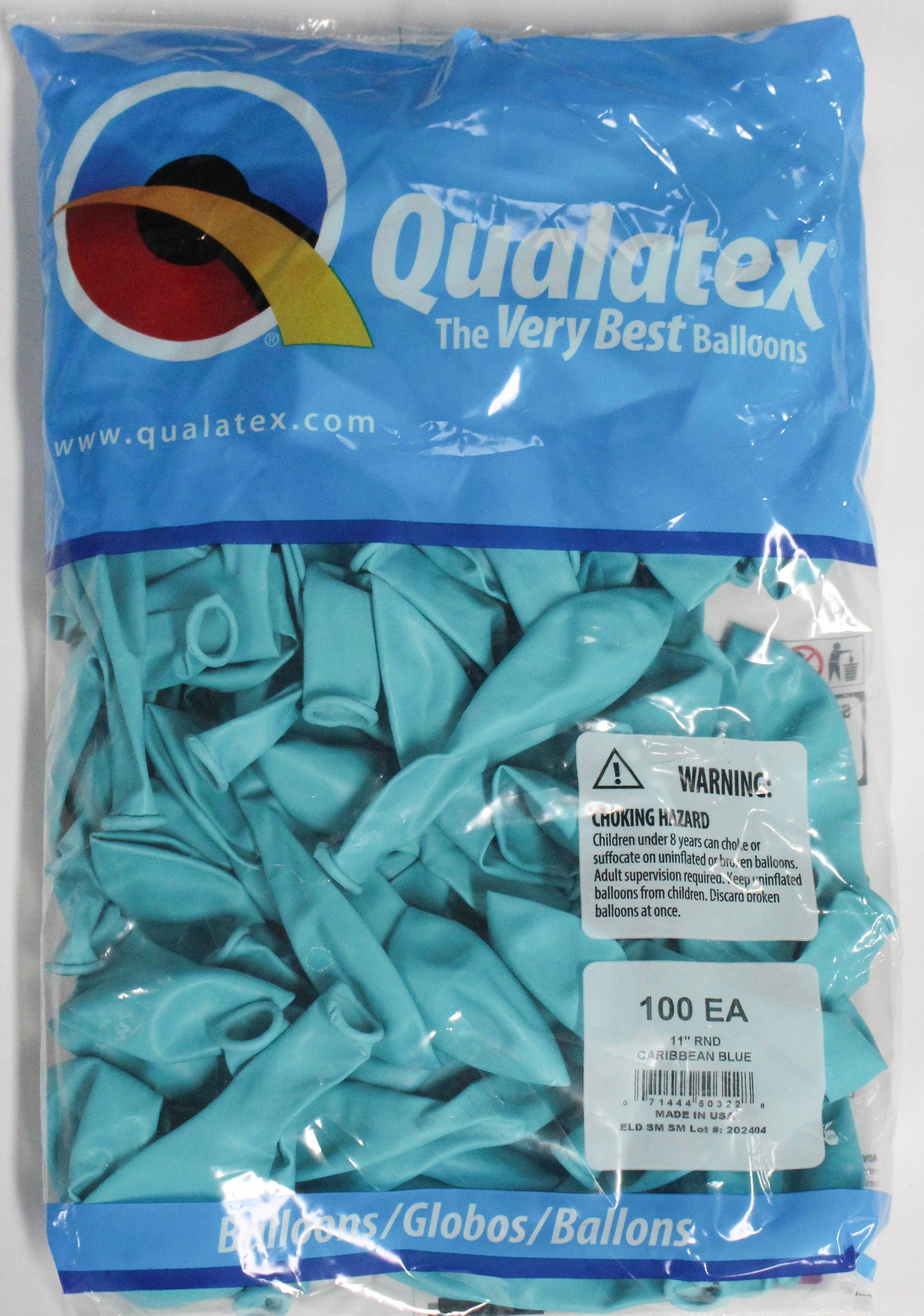 11" ROUND QX LATEX BALLOON 100CT CARIBBEAN BLUE