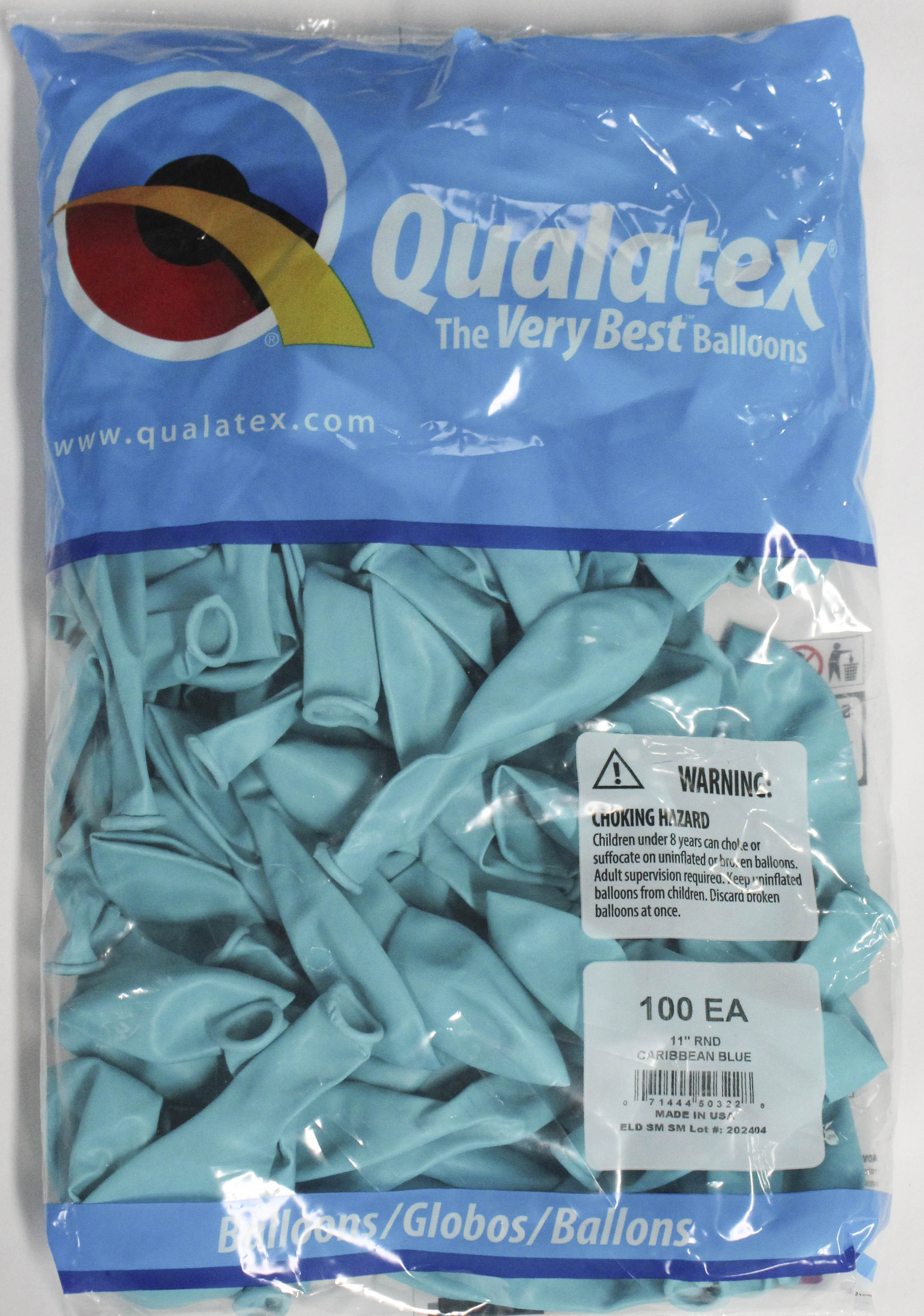 11" ROUND QX LATEX BALLOON 100CT CARIBBEAN BLUE