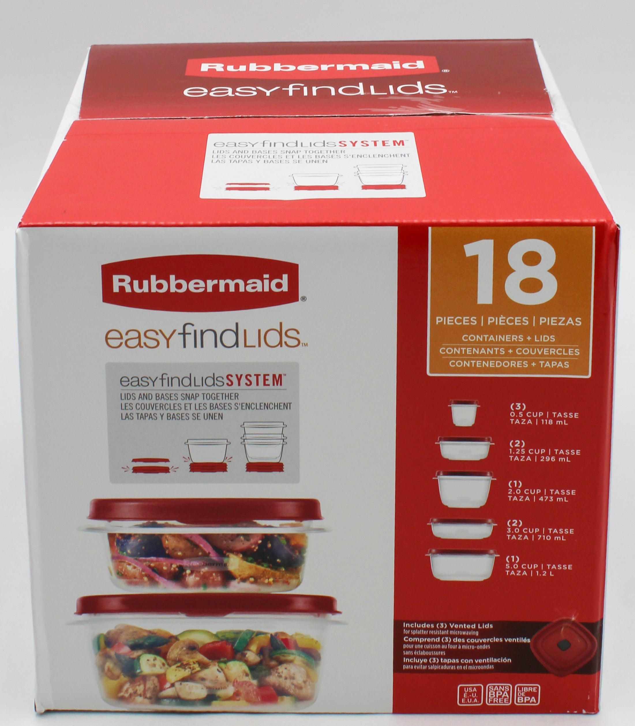 RUBBERMAID 18PC EASY FIND LIDS CONTAINER SET NI