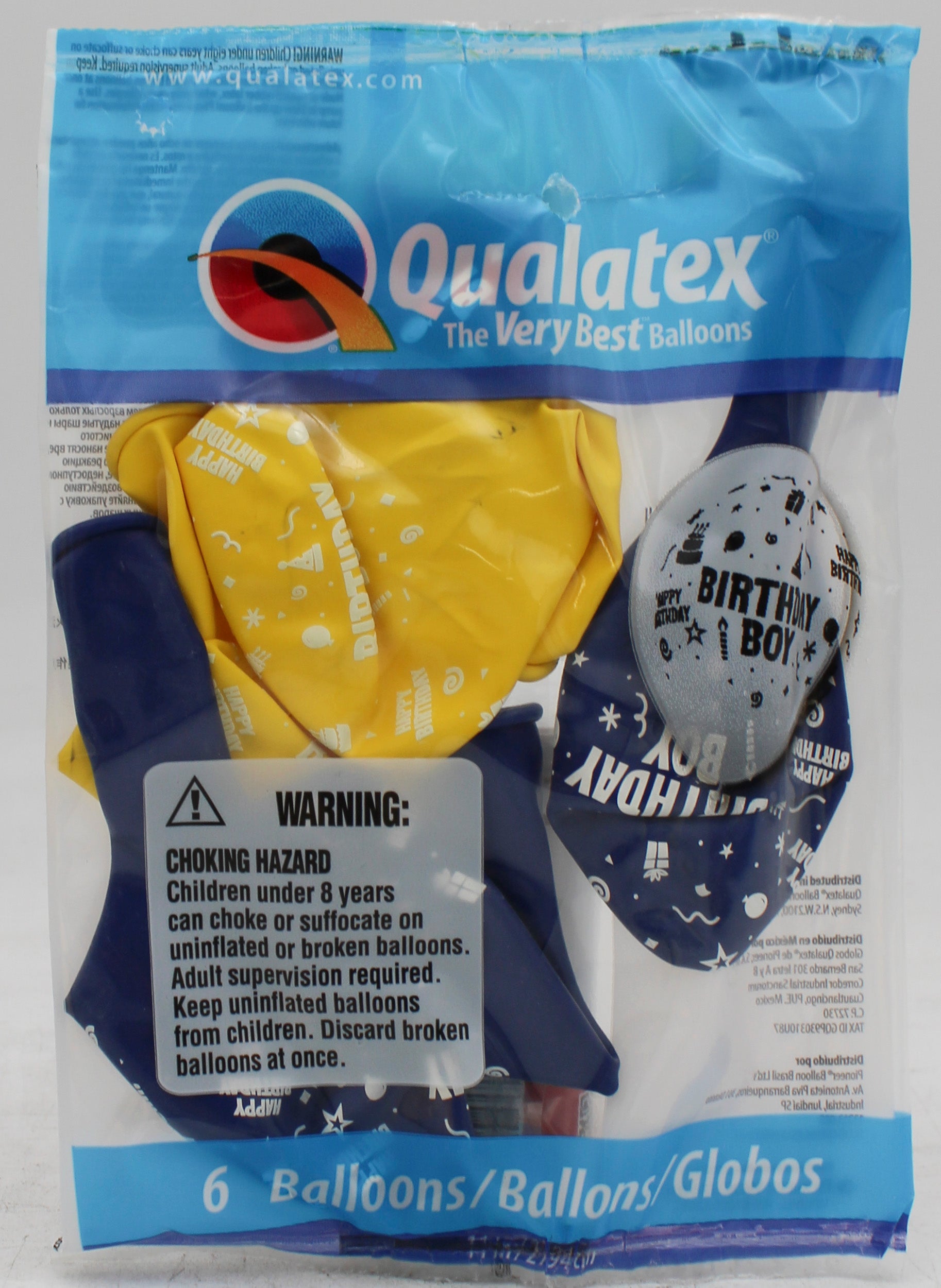 QUALATEX 11" ROUND PARTY BALLOONS AST 6CT BDAY BOY