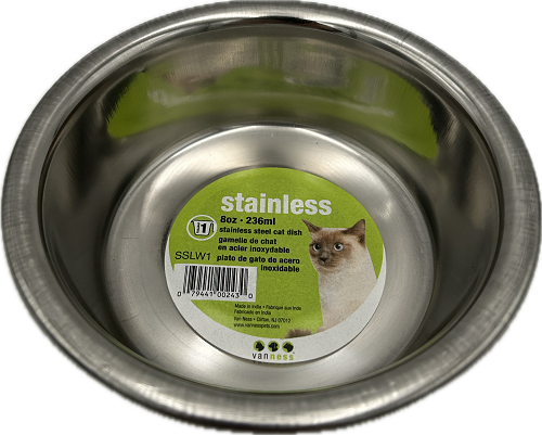 STAINLESS STEEL 8OZ. CAT DISH