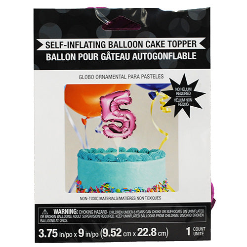 Self Inflating Balloon Cake Topper #5 Pink - Wholesale Pack