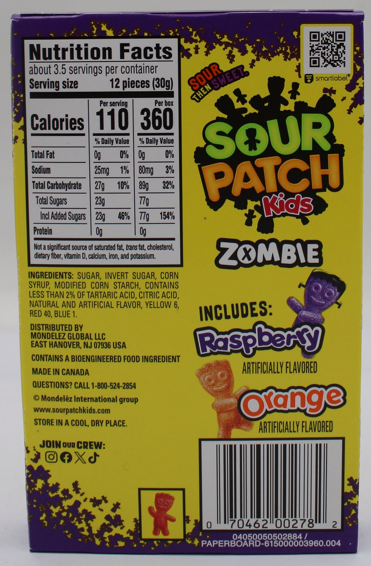 SOUR PATCH KIDS ZOMBIES SOFT & CHEWY CANDY, 3.5 OZ THEATER BOX - BB 5/6/2027
