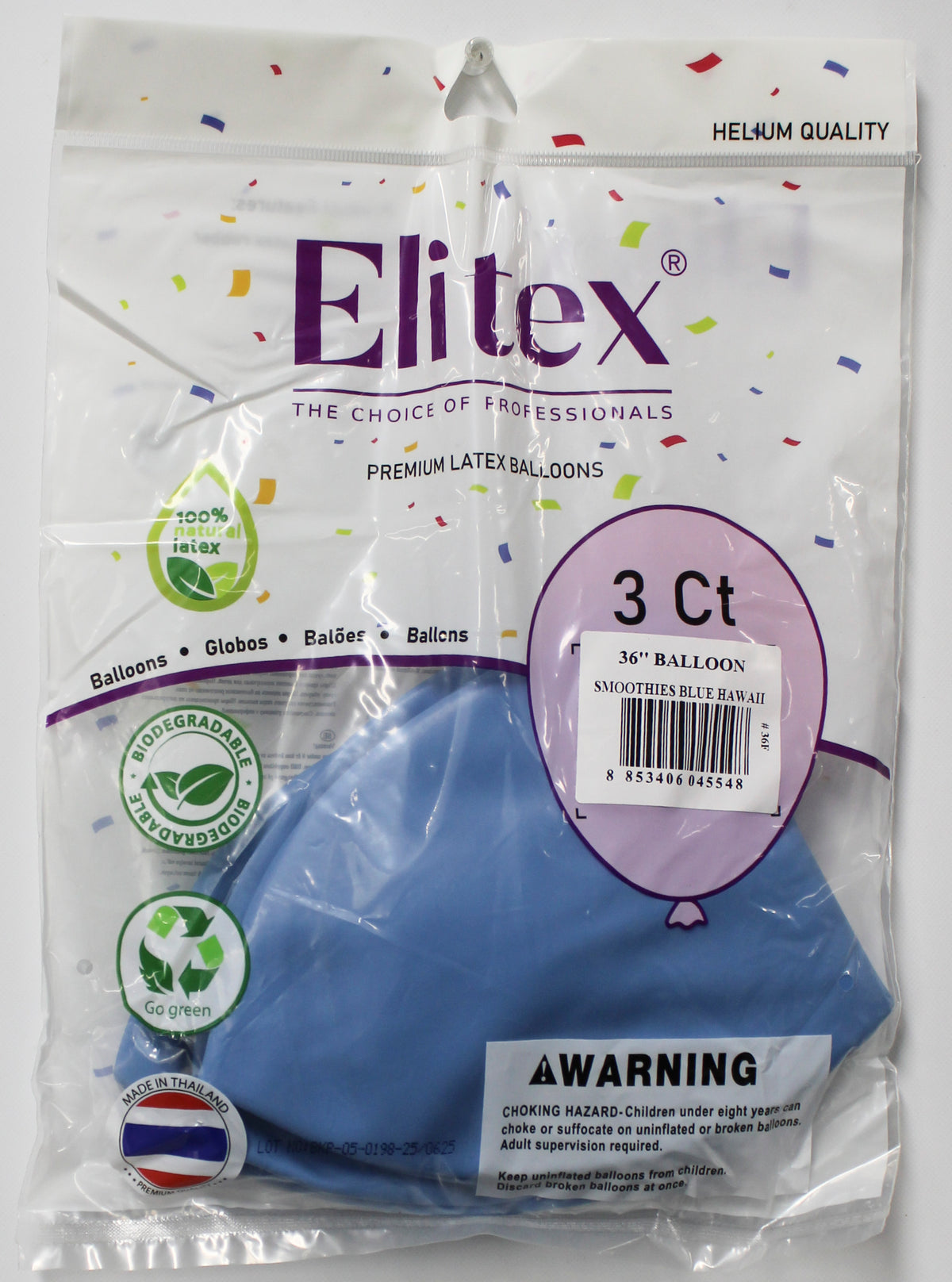 ELITEX 36" SMOOTHIE BLUE HAWAII ROUND BALLOON, 3 PACK