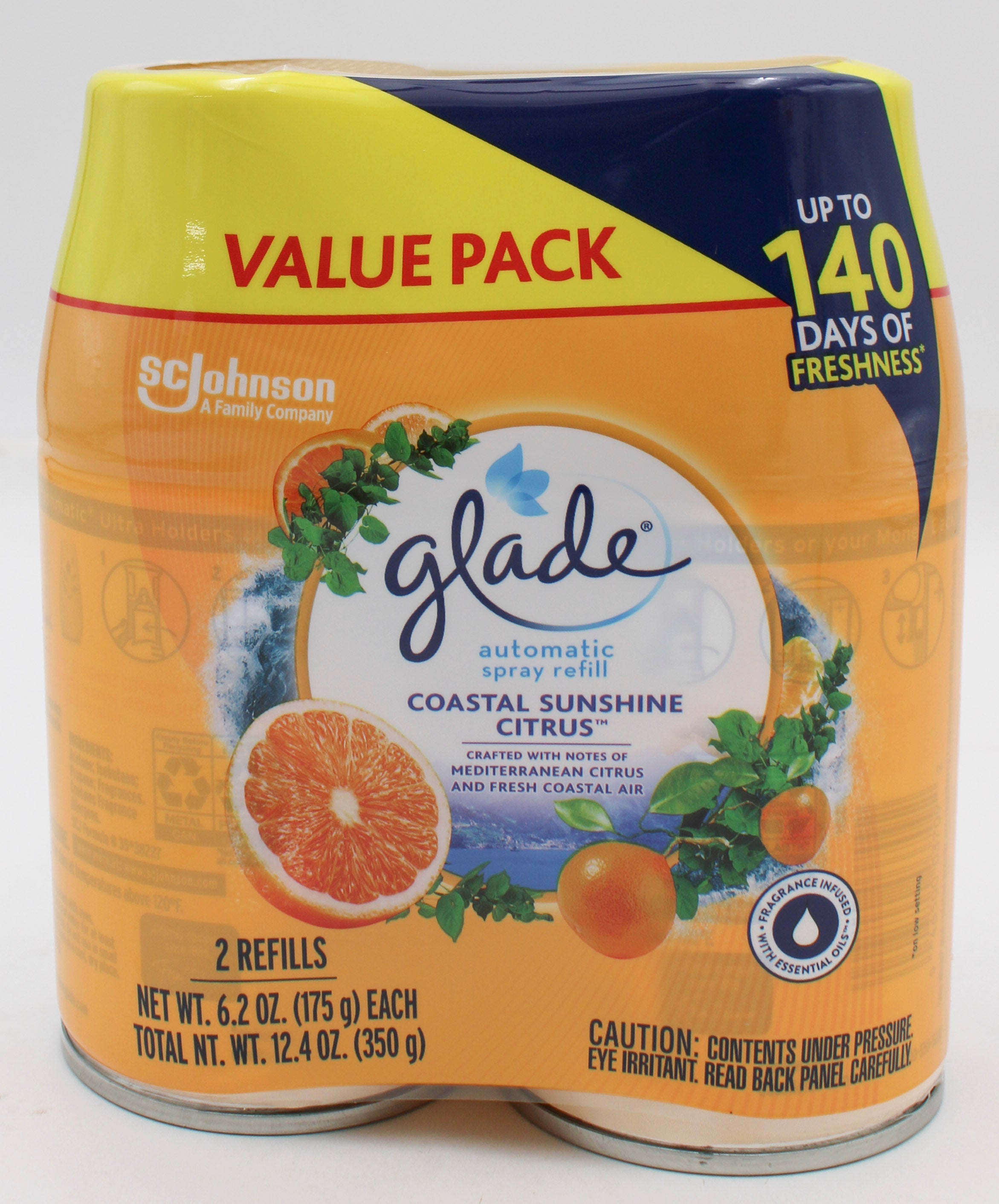 GLADE AUTOMATIC SPRAY COASTAL SUNSHINE CITRUS 2 REFILLS 6.2oz US