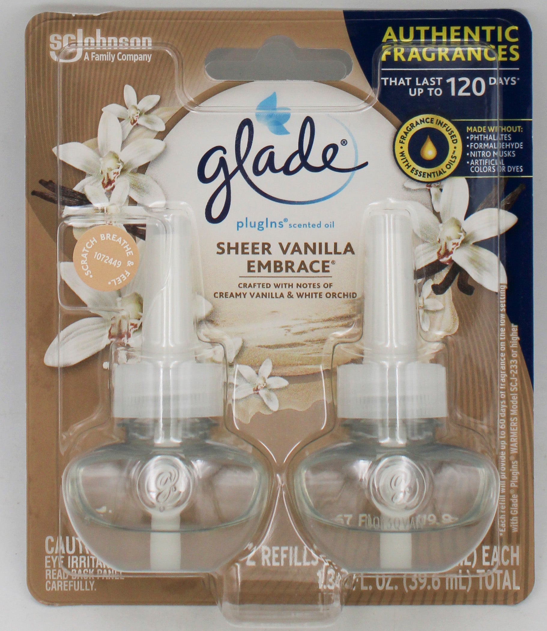 SP GLADE PLUGINS SCENTED OIL 2REFILLS 1.34oz SHEER VANILLA EMBRACE