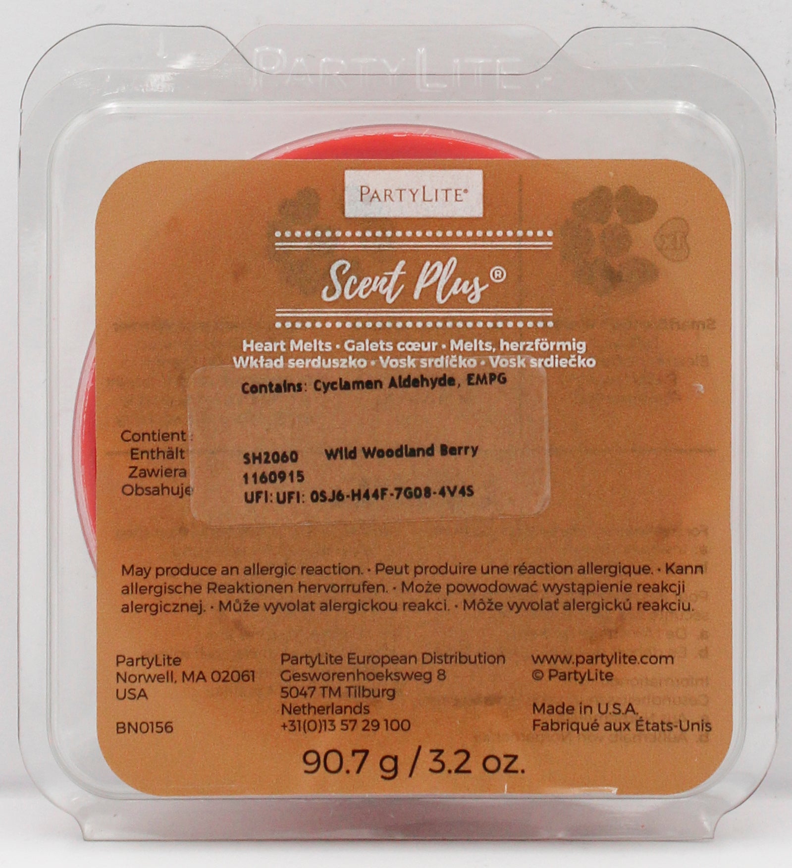 PARTYLITE WILD WOODLAND BERRY SCENT PLUS HEART MELTS 3.2oz