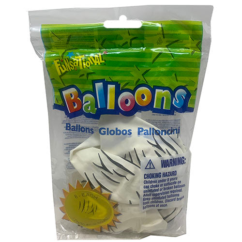 RND BALLOONS 12"/8CT-BLK/WHT STRIPE.