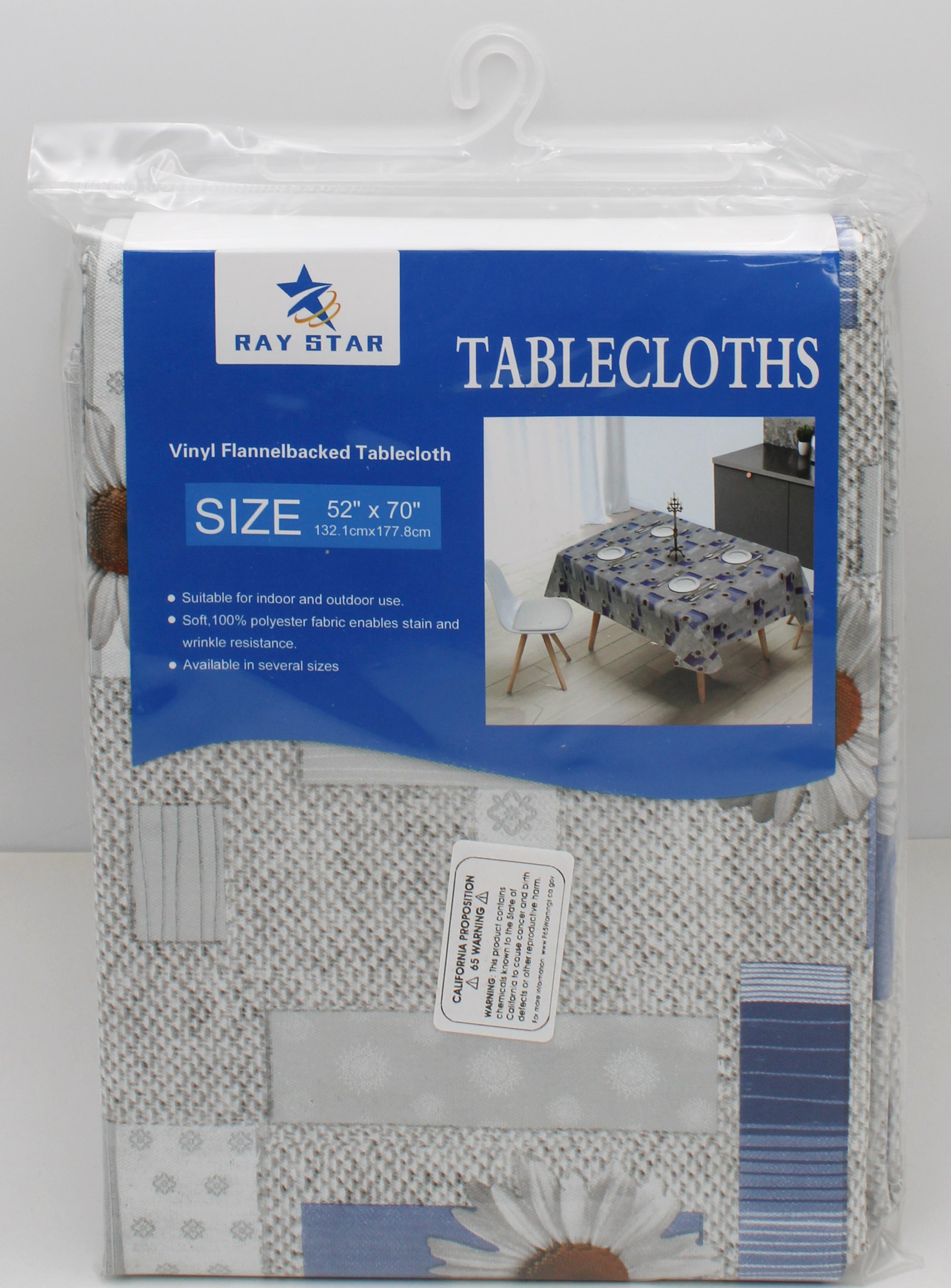 52x70" PRINTED VINYL TABLECLOTH*