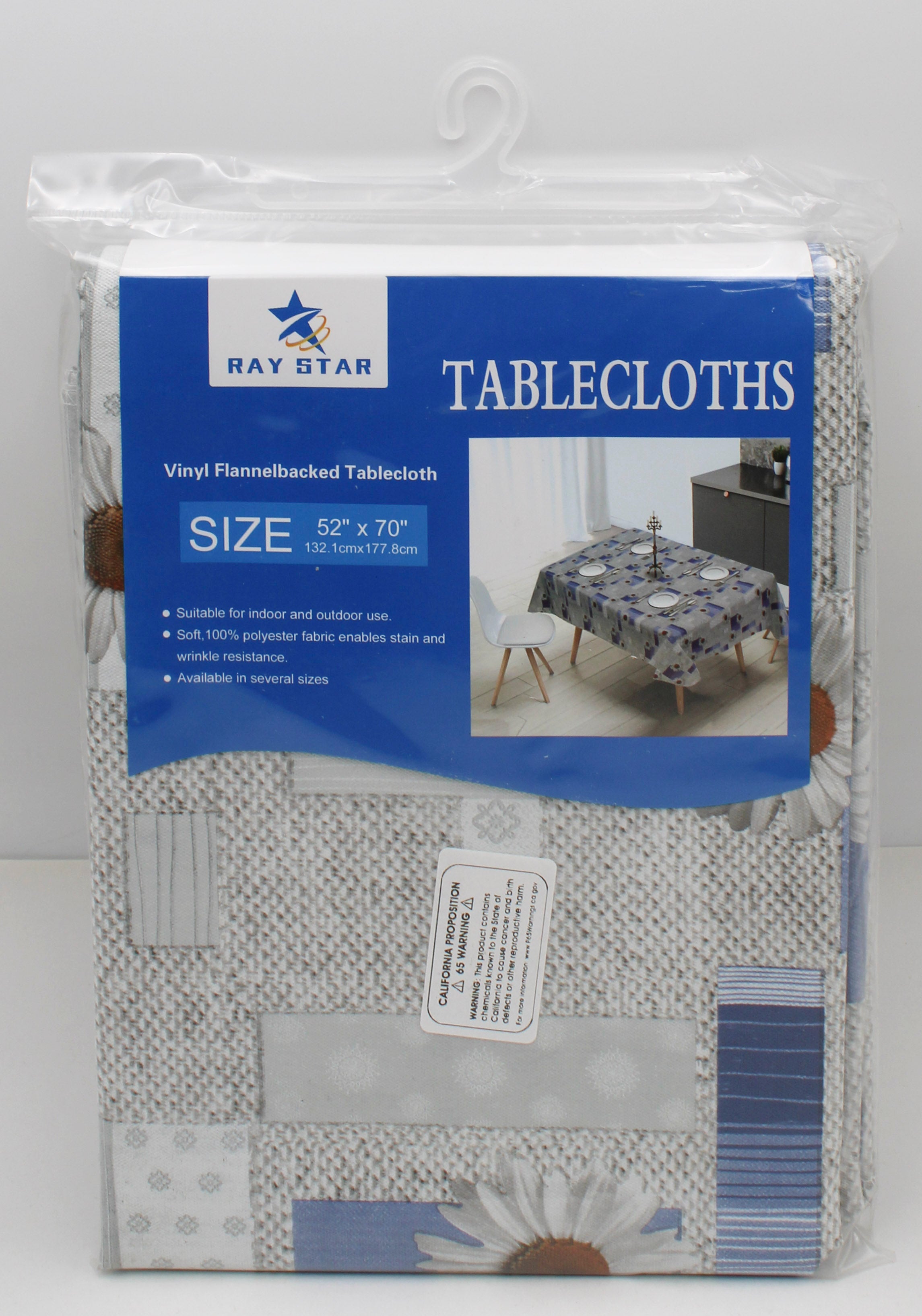 52x70" PRINTED VINYL TABLECLOTH*