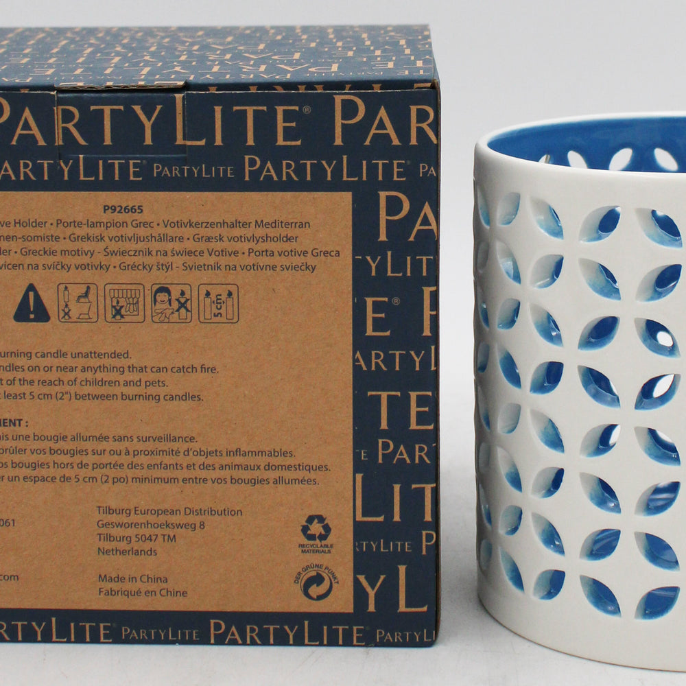 PARTYLITE GRECIAN CERAMIC VOTIVE HOLDER 4"D x 5"H
