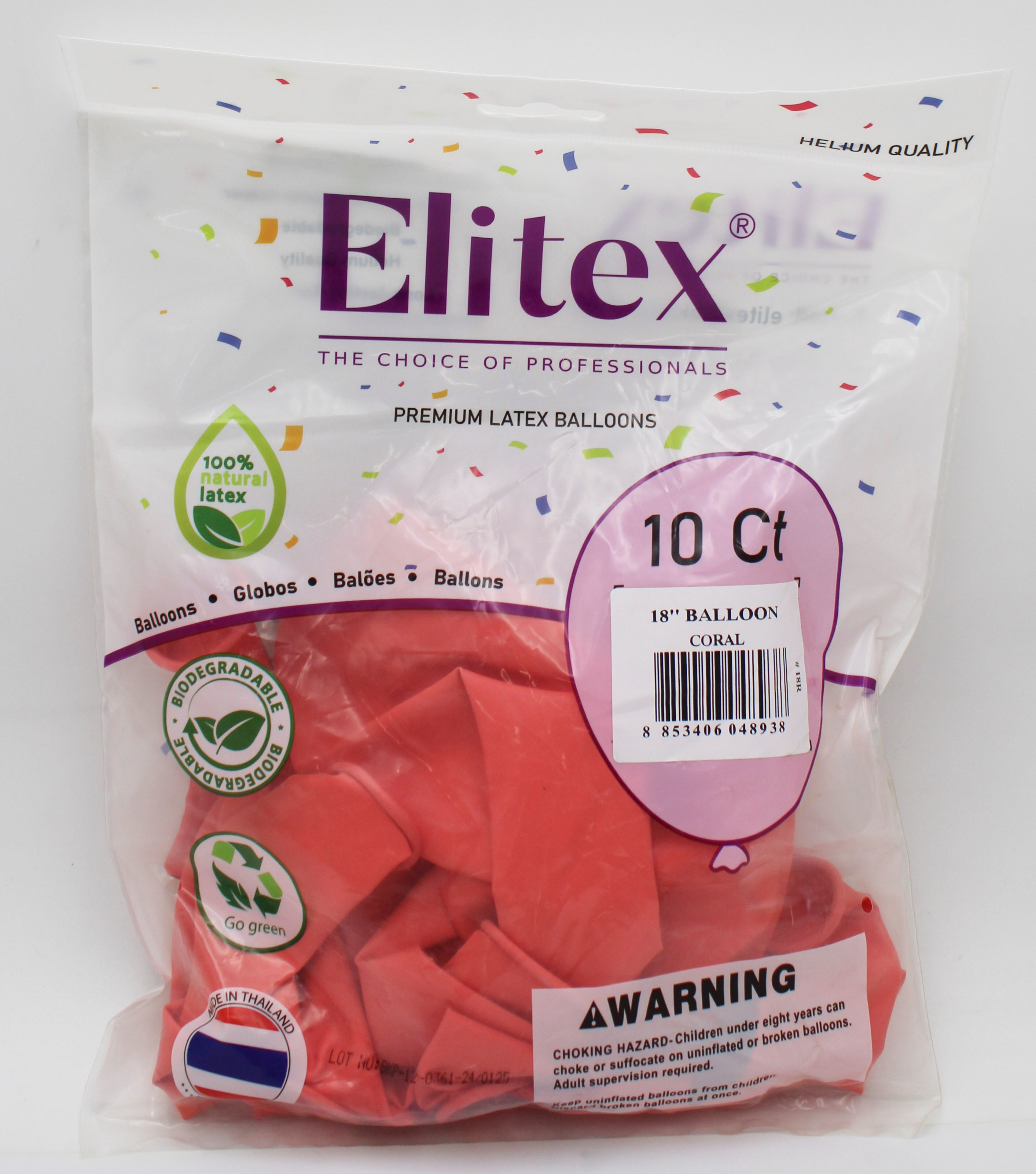 ELITEX 18" PASTEL CORAL ROUND BALLOON, 10 PACK