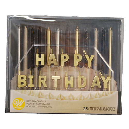 WILTON BIRTHDAY CANDLE SET METALLIC 25CT