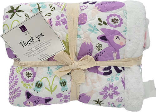 LUSH DECOR SHERPA THROW 50"x60" PIXIE FOX PURPLE/PINK PP$90.00 NO AMAZON