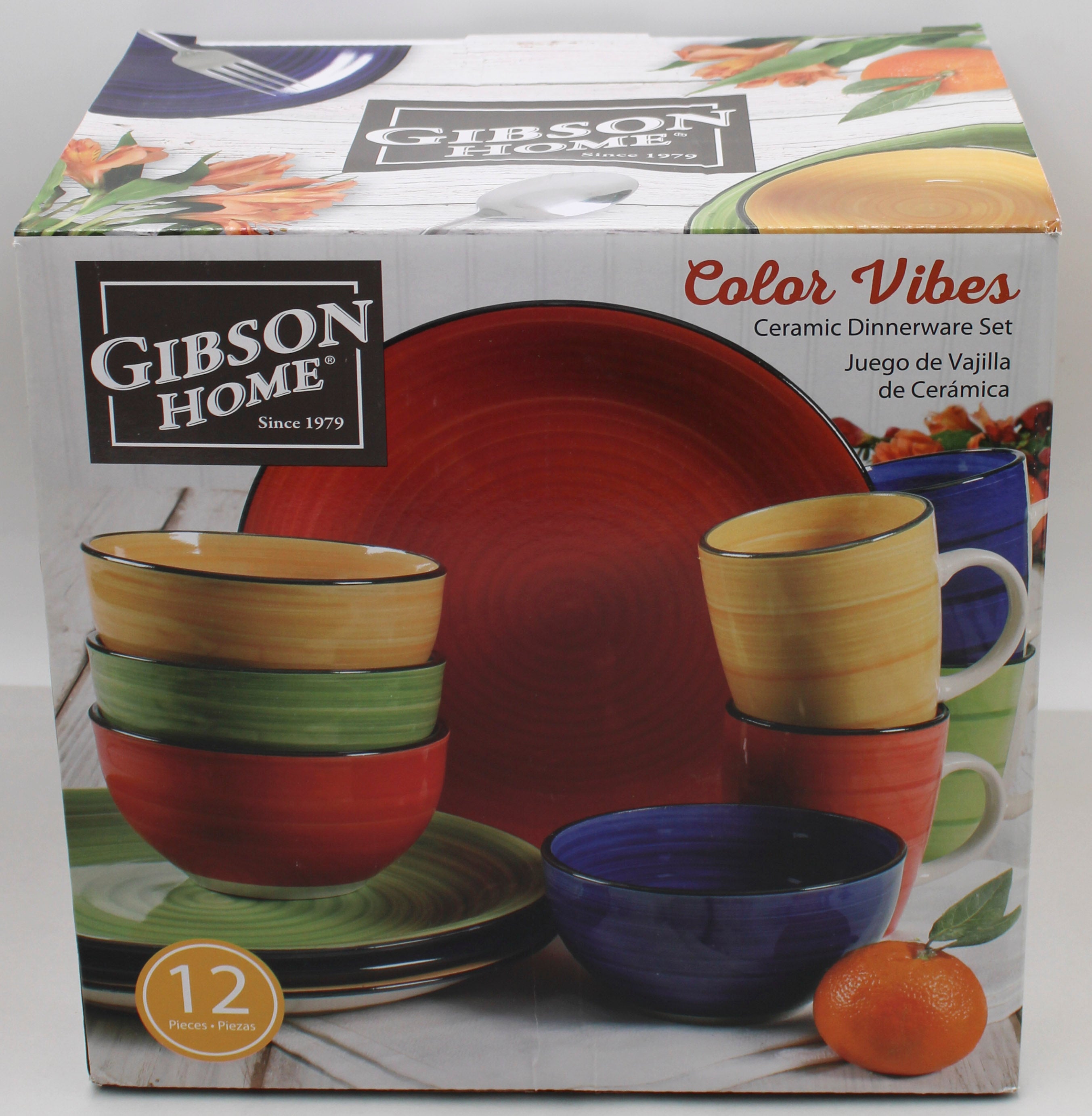 12pc Stoneware Dinnerware Set Assorted Colors