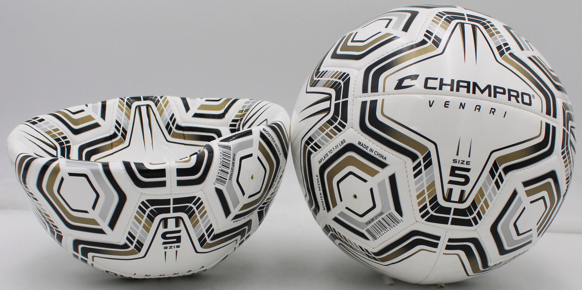 VENARI 20 Panel Soccer Ball #5 BLACK SILVER VEGAS GOLD