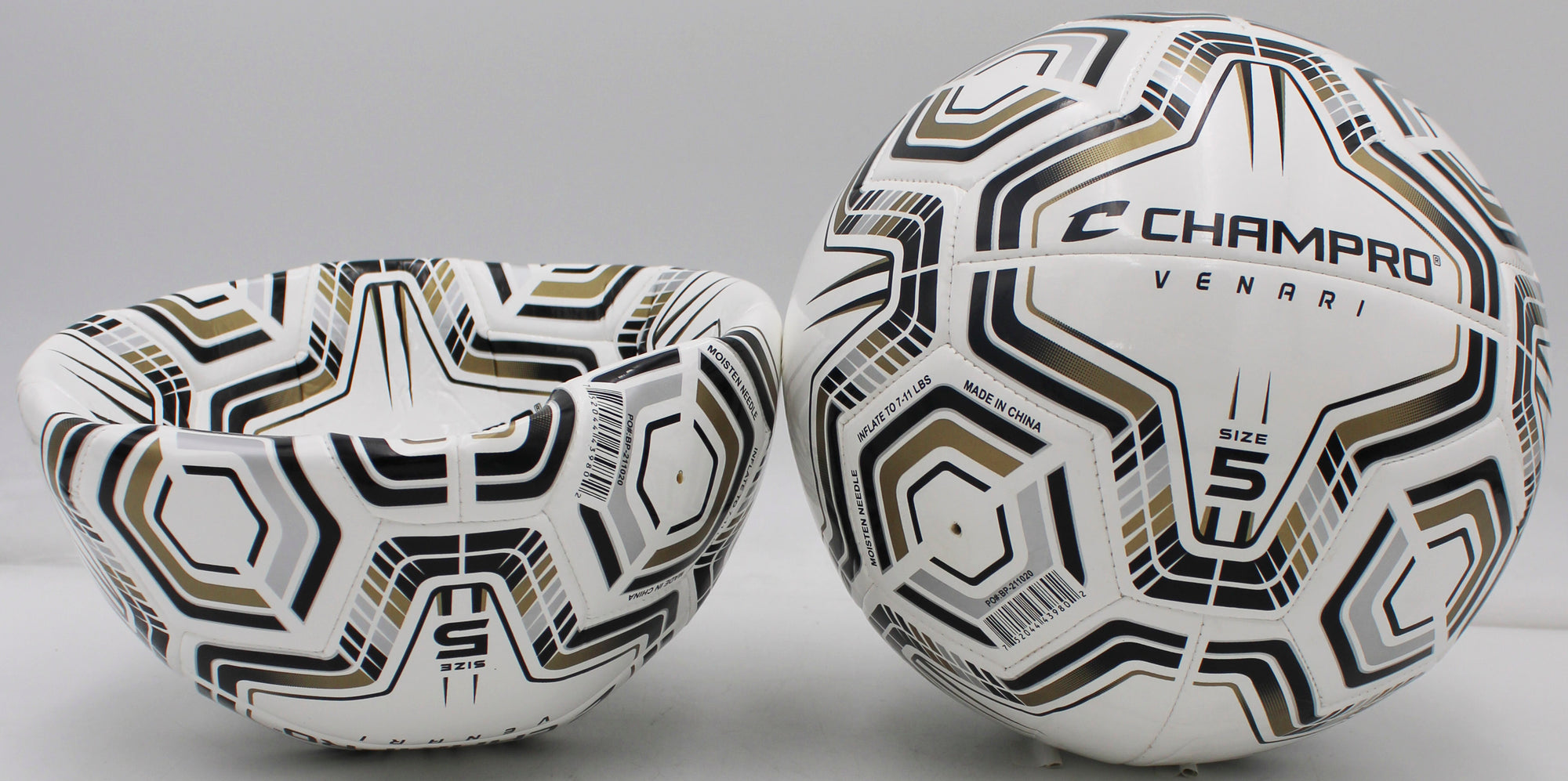 VENARI 20 Panel Soccer Ball #5 BLACK SILVER VEGAS GOLD