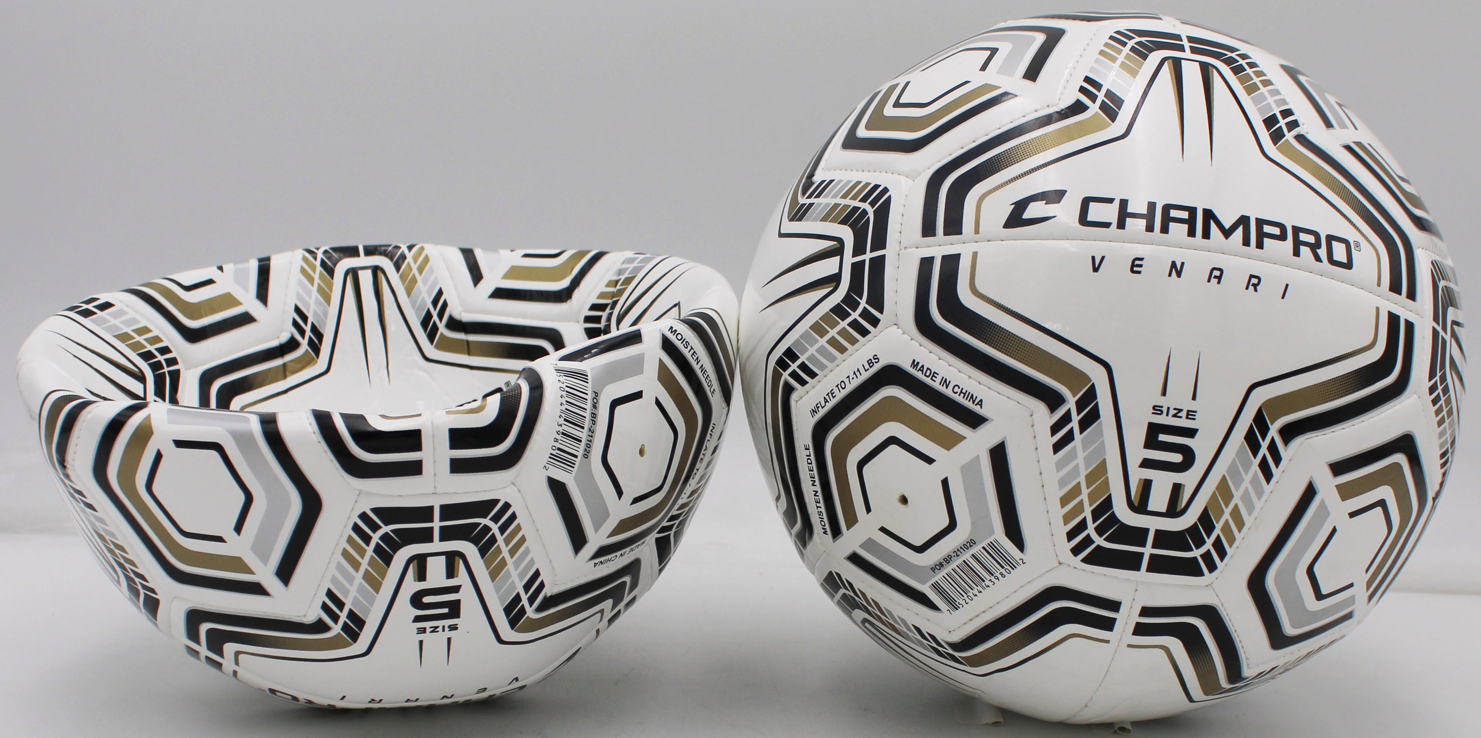 VENARI 20 Panel Soccer Ball #5 BLACK SILVER VEGAS GOLD