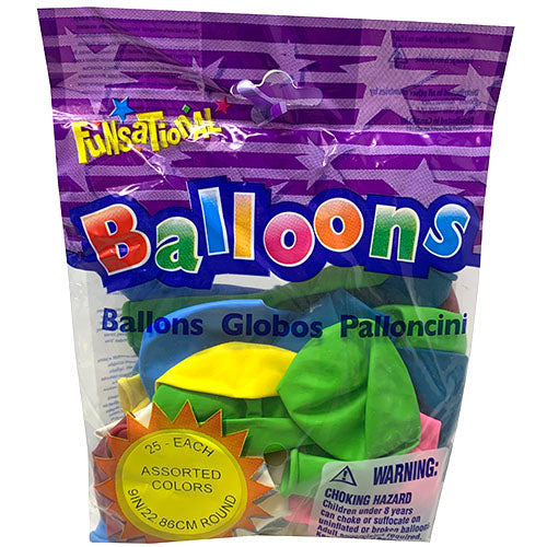 FNSTNL BALLOON 9"/25CT-ASST COLORS.
