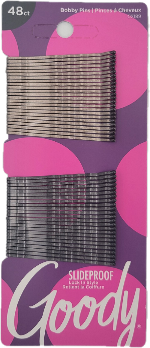 GOODY SLIDEPROOF BOBBY PINS 48CT BROWN/BLACK NI