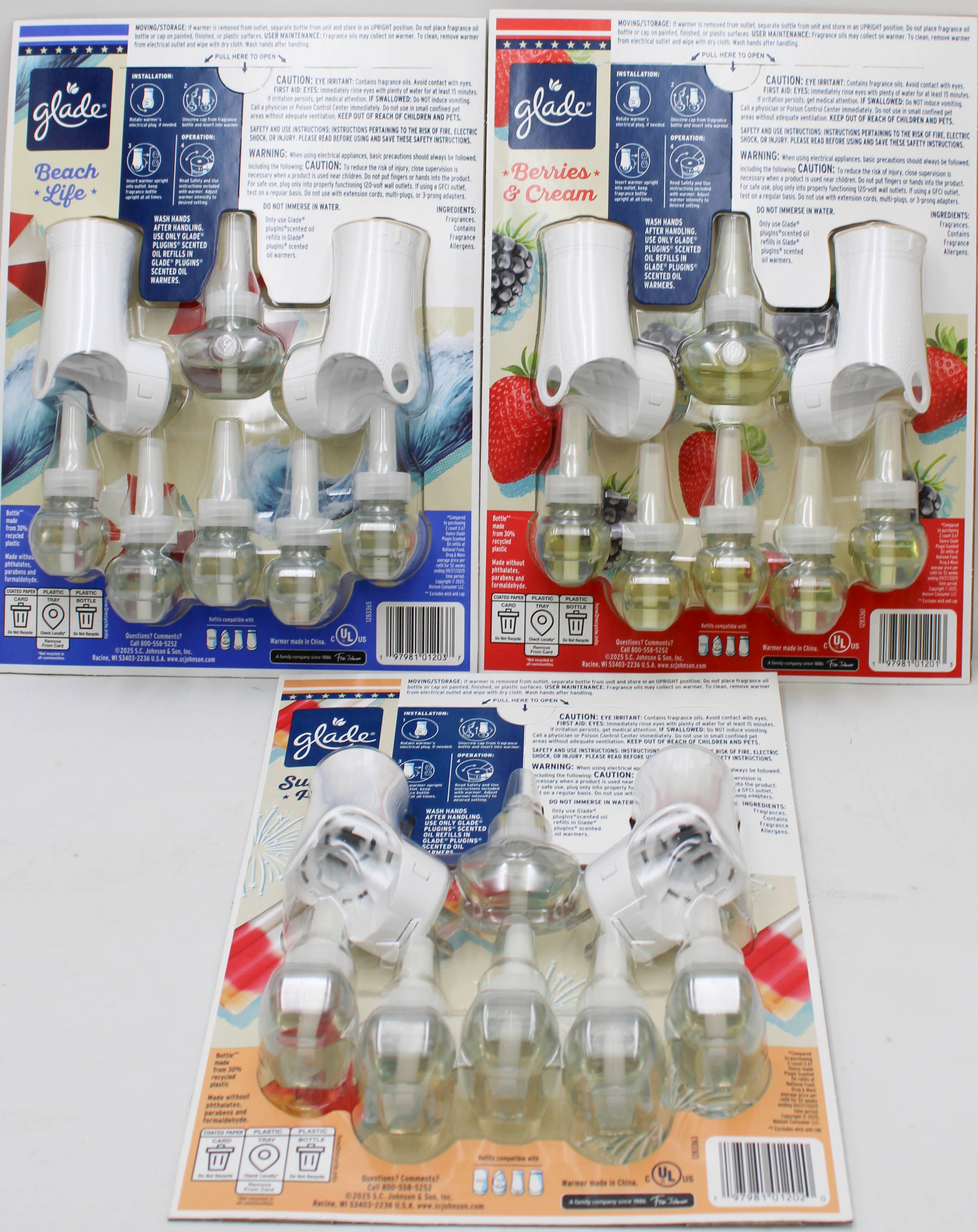 GLADE PLUGINS SCENTED OIL STARTER KIT 2 WARMERS + 6 REFILLS MIXED PALLET US NI