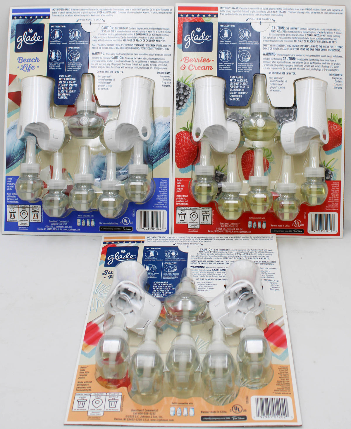 GLADE PLUGINS SCENTED OIL STARTER KIT 2 WARMERS + 6 REFILLS MIXED PALLET US NI