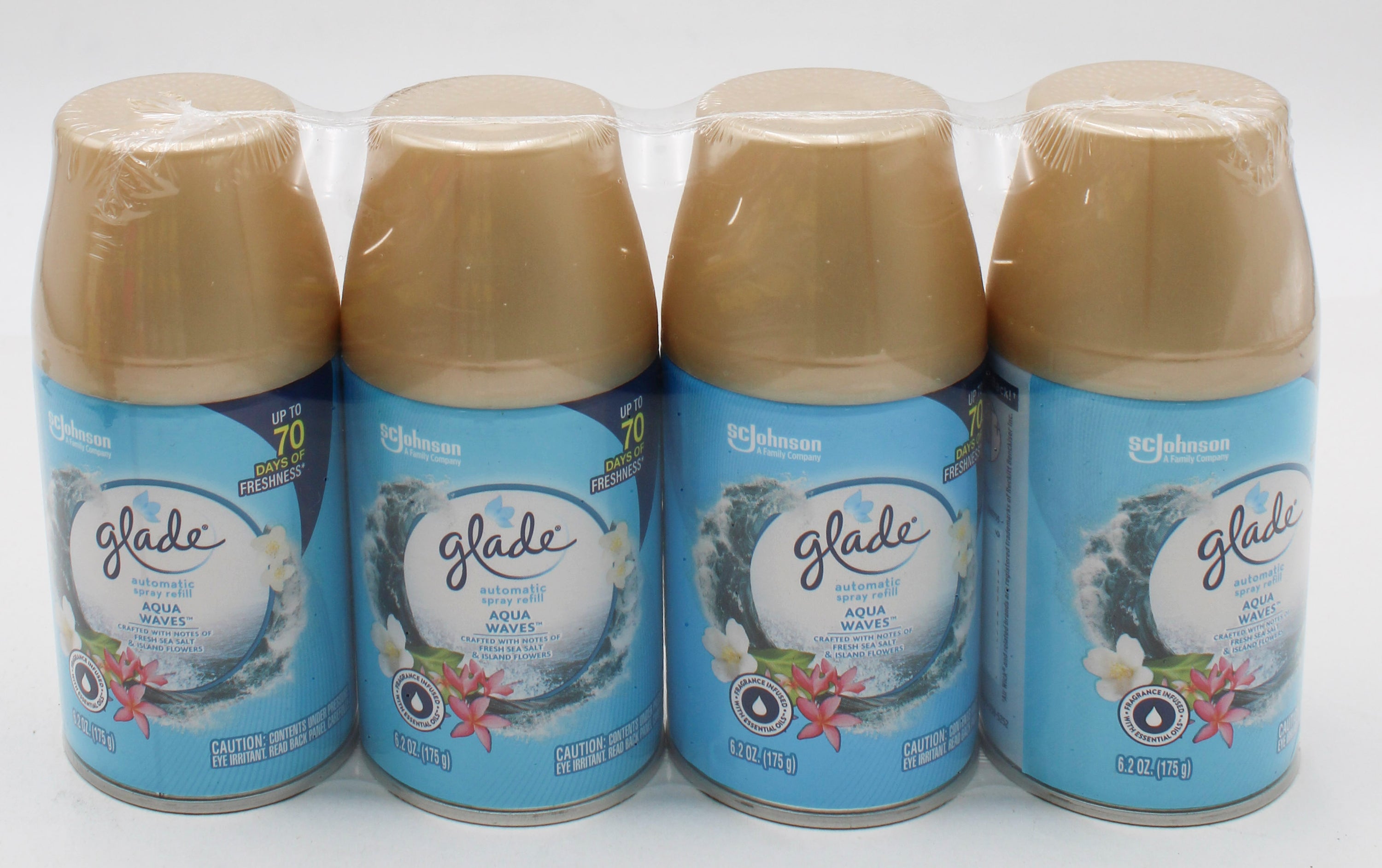 SP GLADE AUTO SPRAY REFILL 4PK 6.2oz AQUA WAVES