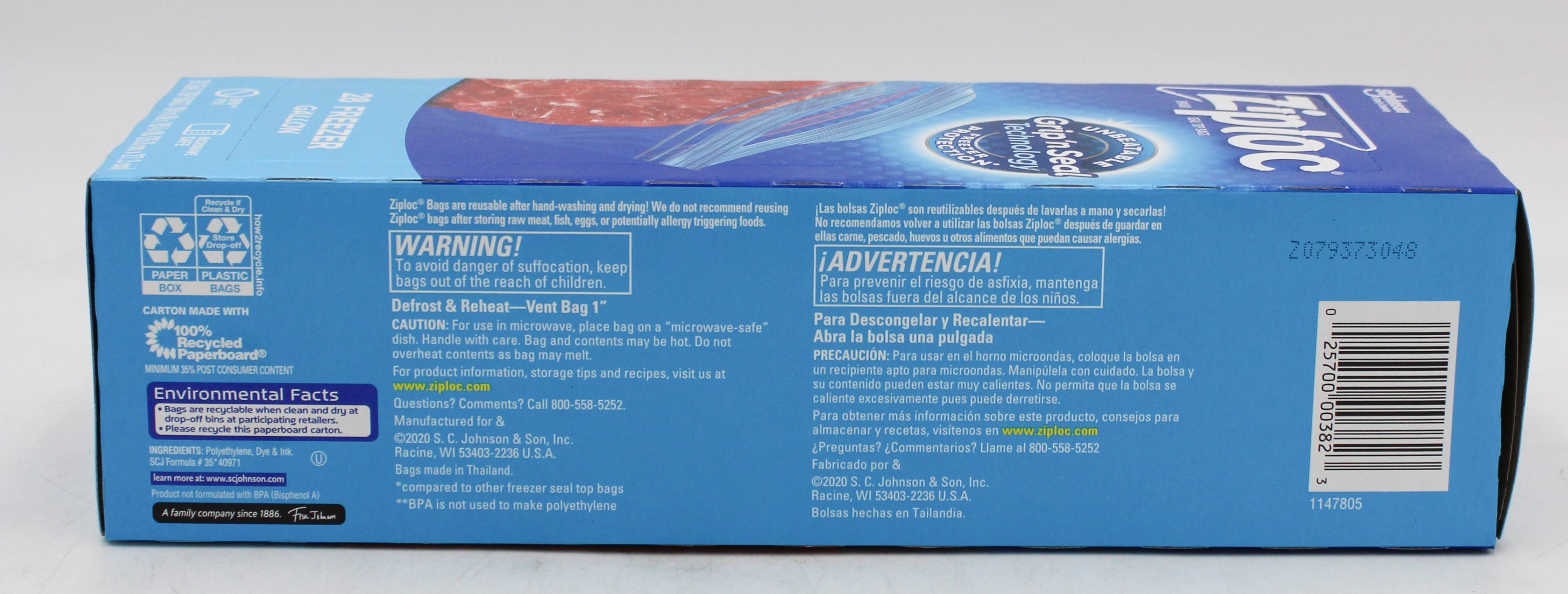 ZIPLOC GRIP N SEAL FREEZER GALLON 28ct US