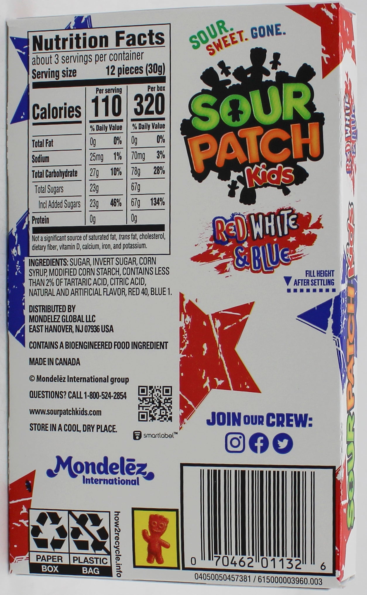SOUR PATCH KIDS RED WHITE BLUE THEATRE BOX 3.08oz 3/20/26