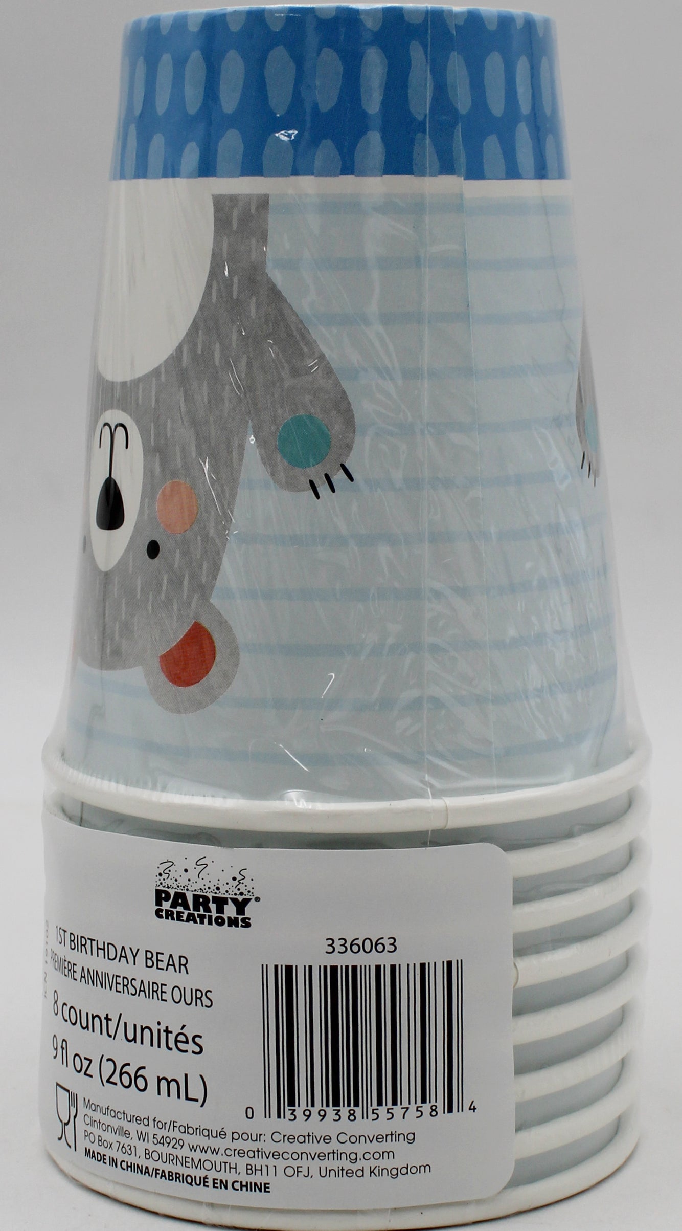9oz. CUP 8CT 1ST BIRTHDAY BEAR