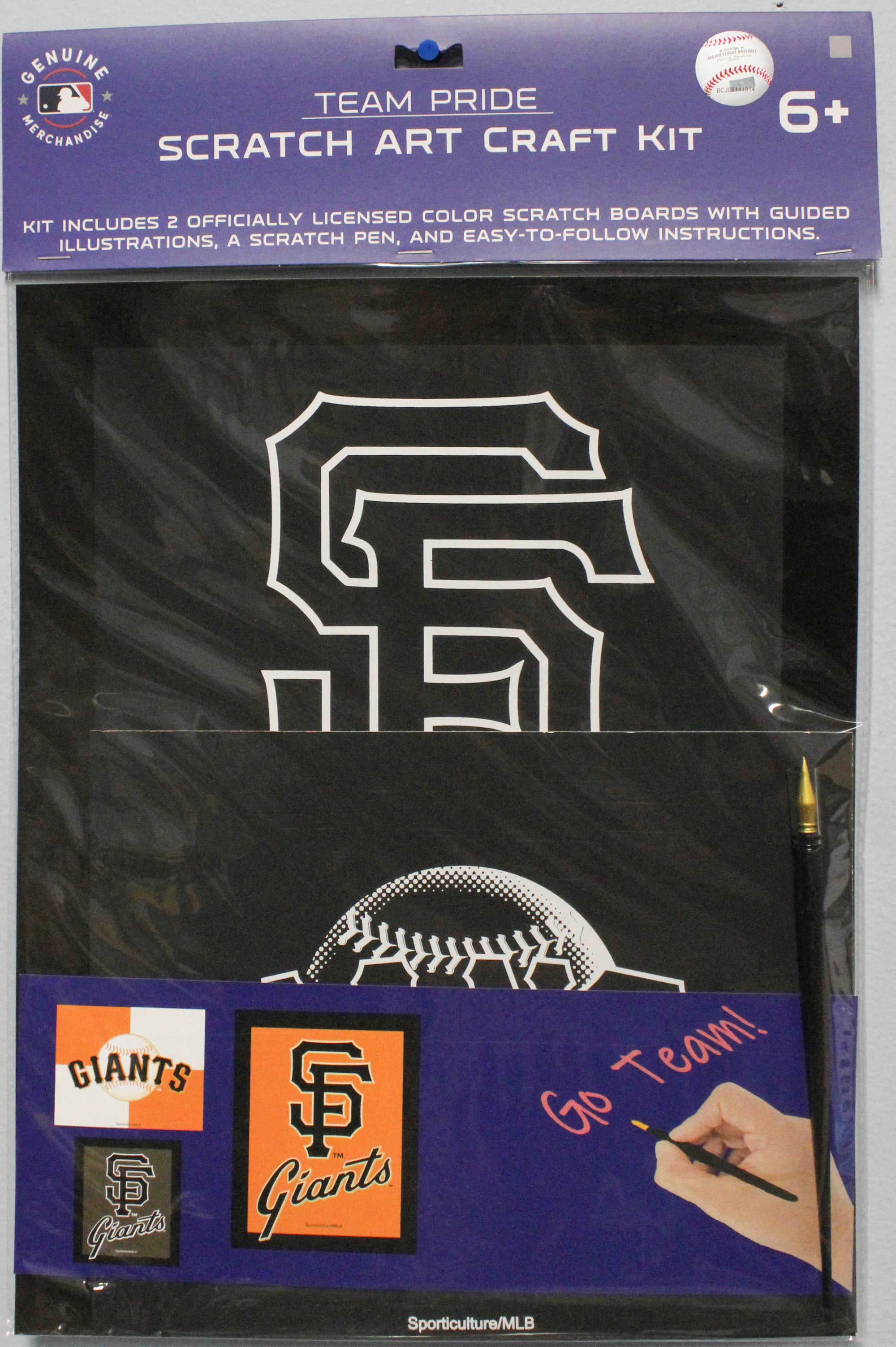 OFFICIALLY LICENSED SAN FRANCISCO GIANTS SCRATCH ART CRAFT KIT