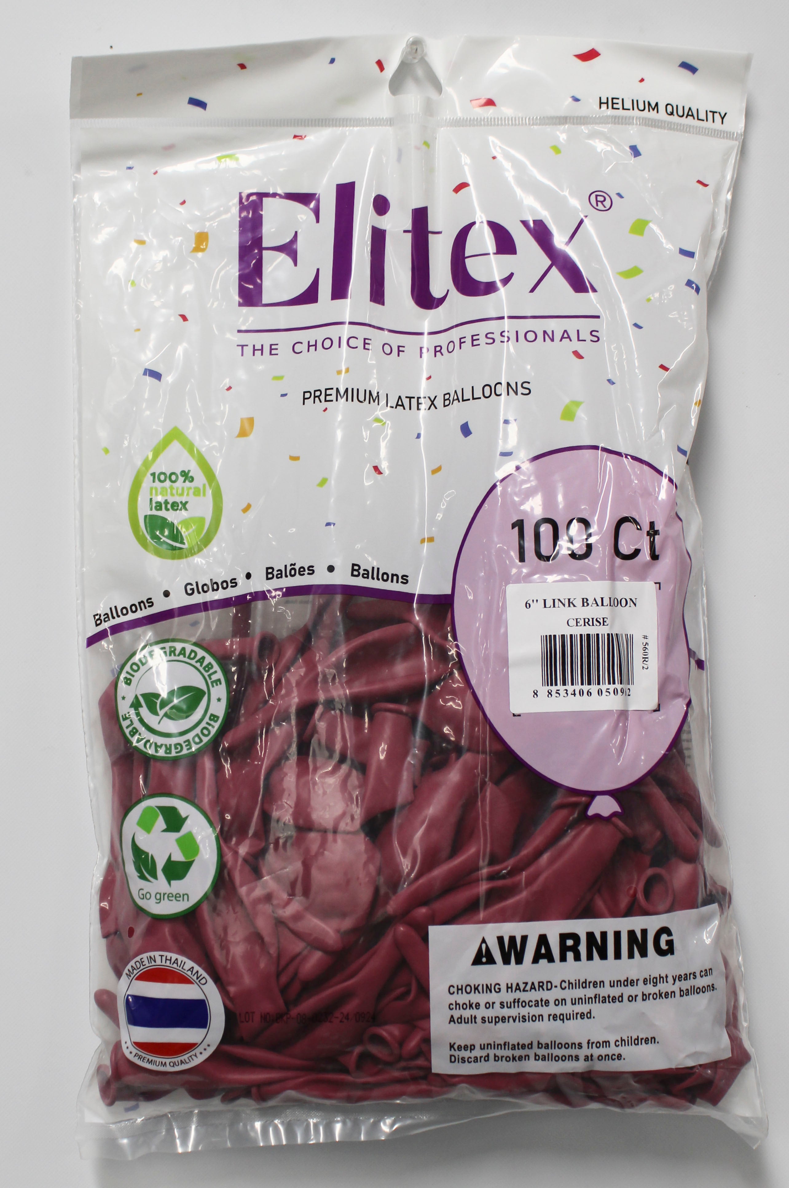 ELITEX 6" PASTEL CERISE LINK BALLOON, 100 PACK
