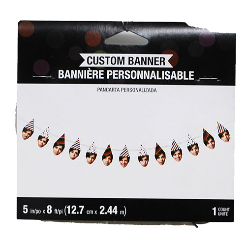 RAINBOW FOIL BDAY CUSTOM BANNER-1CT/5inX8ft