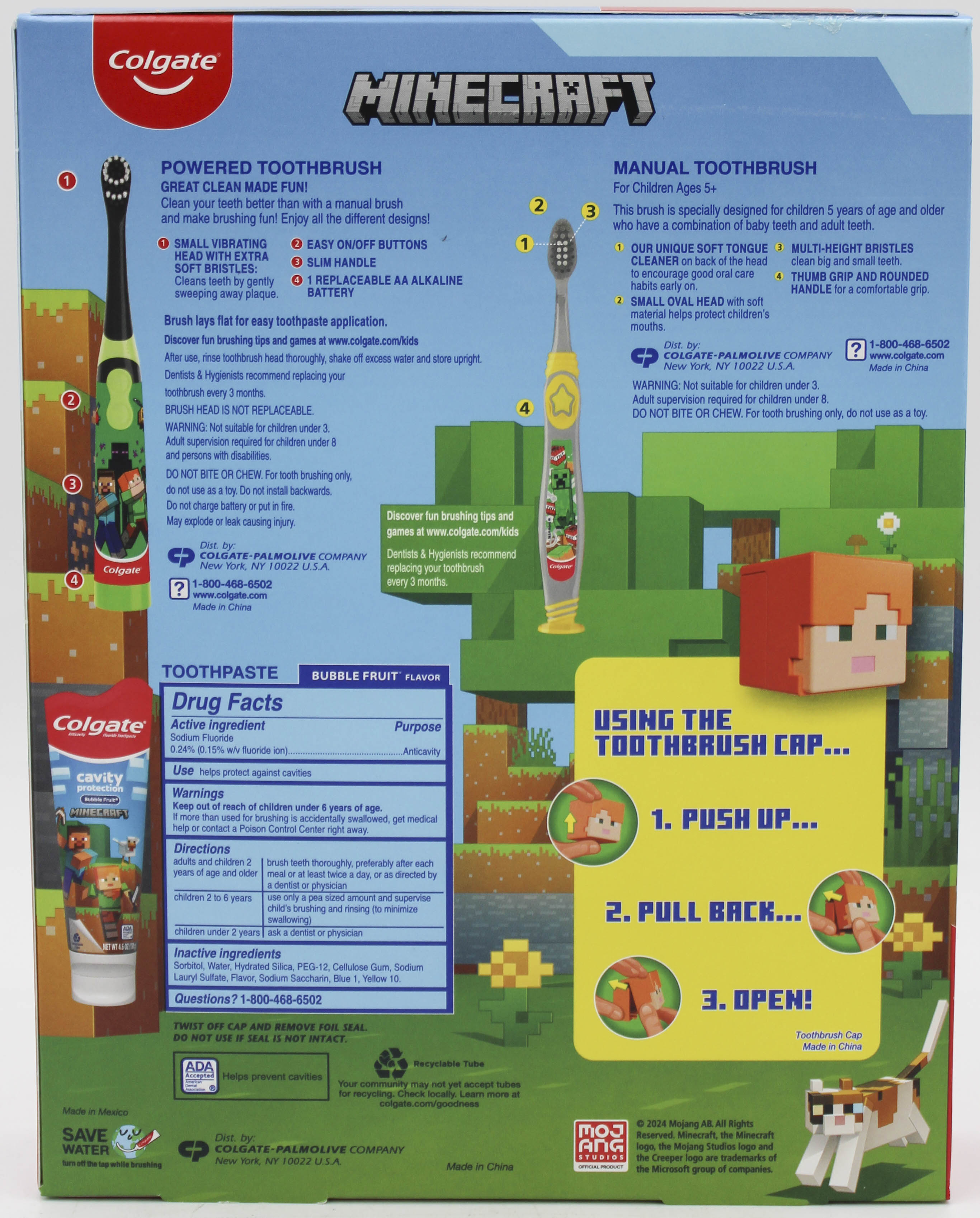 COLGATE KIDS MINECRAFT GIFT SET - TOOTHBRUSH, TOOTHPASTE, CAP NI