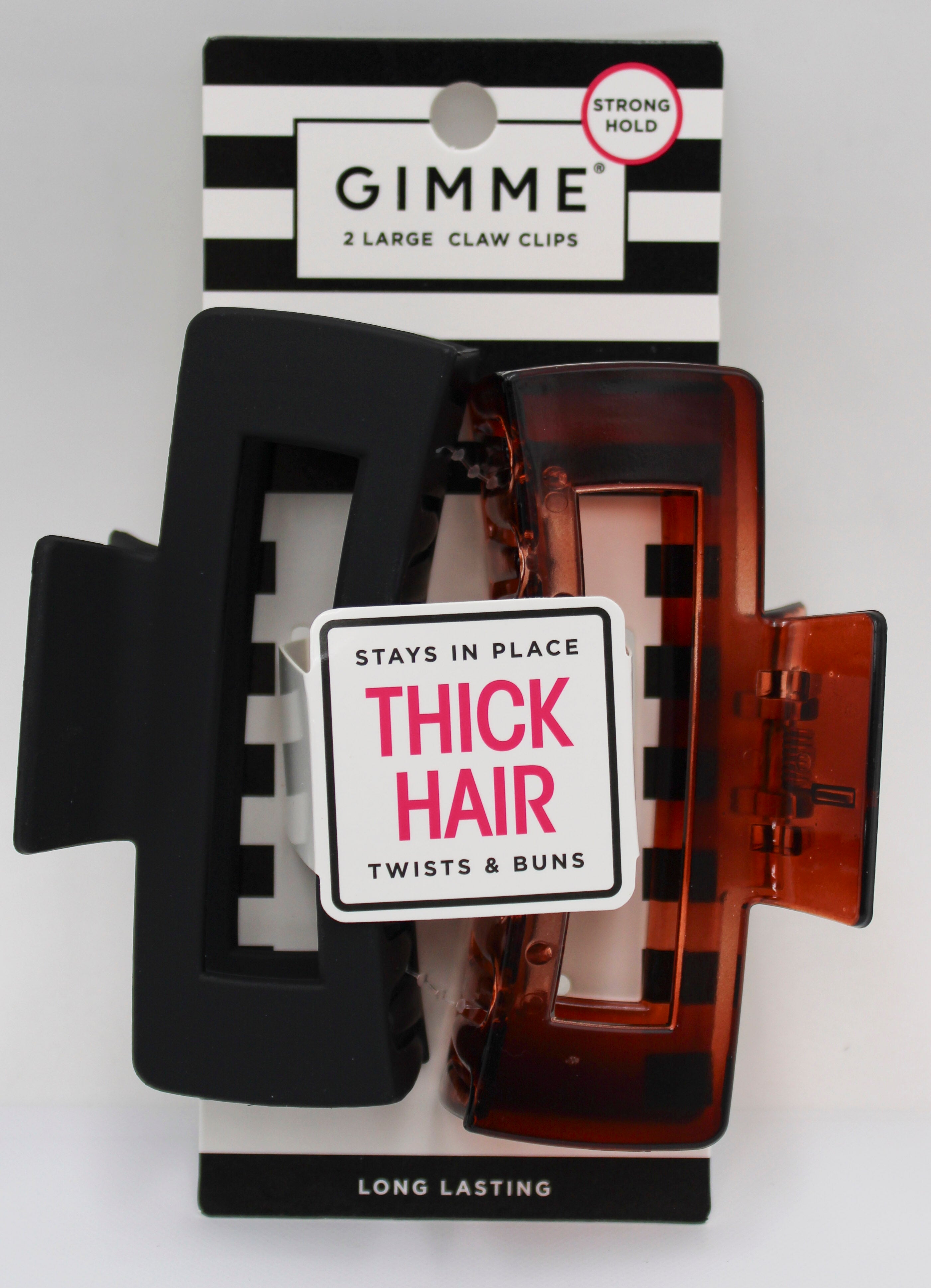 GIMME 2ct Large Claw Clips Black & Tortoise Shell