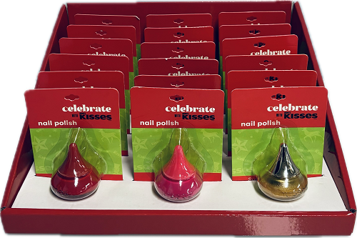 CELEBRATE HERSHEY KISSES NAIL POLISH 18CT 0.45oz ASSORTED DISPLAY