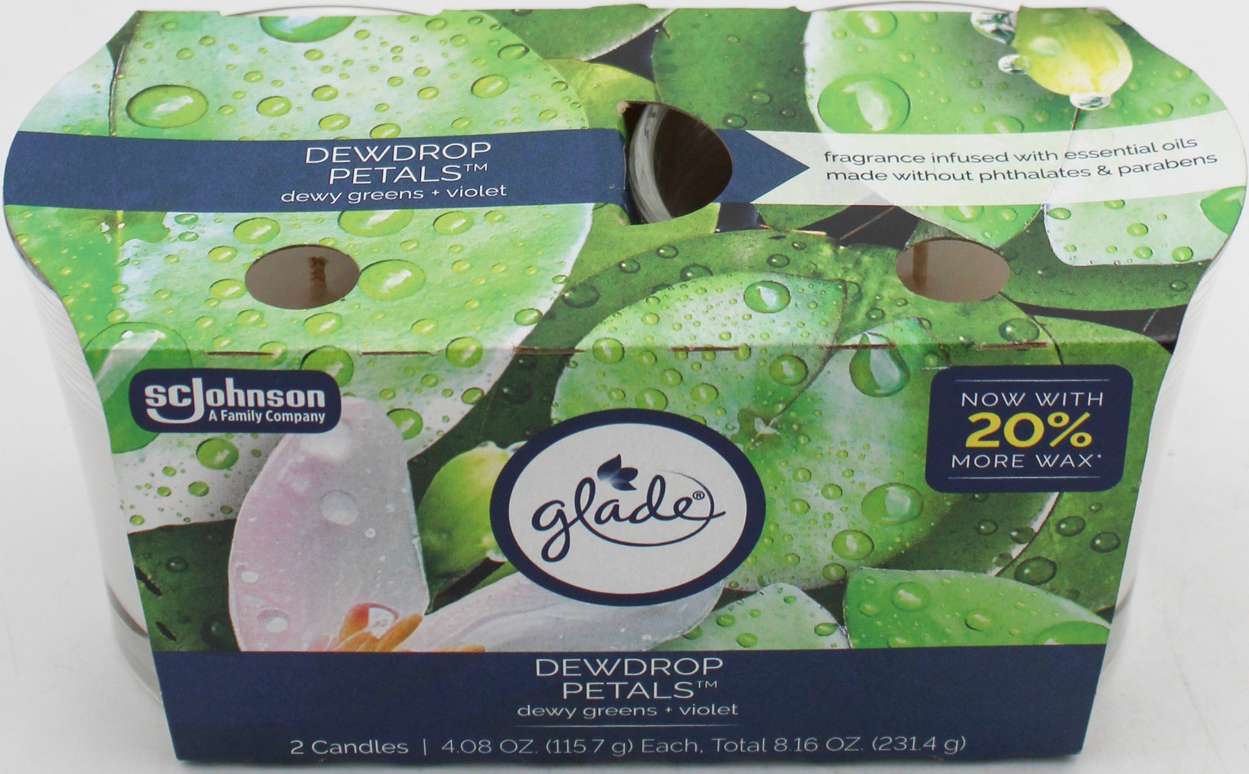 SP GLADE CANDLES 2PK 4.08oz DEWDROP PETALS