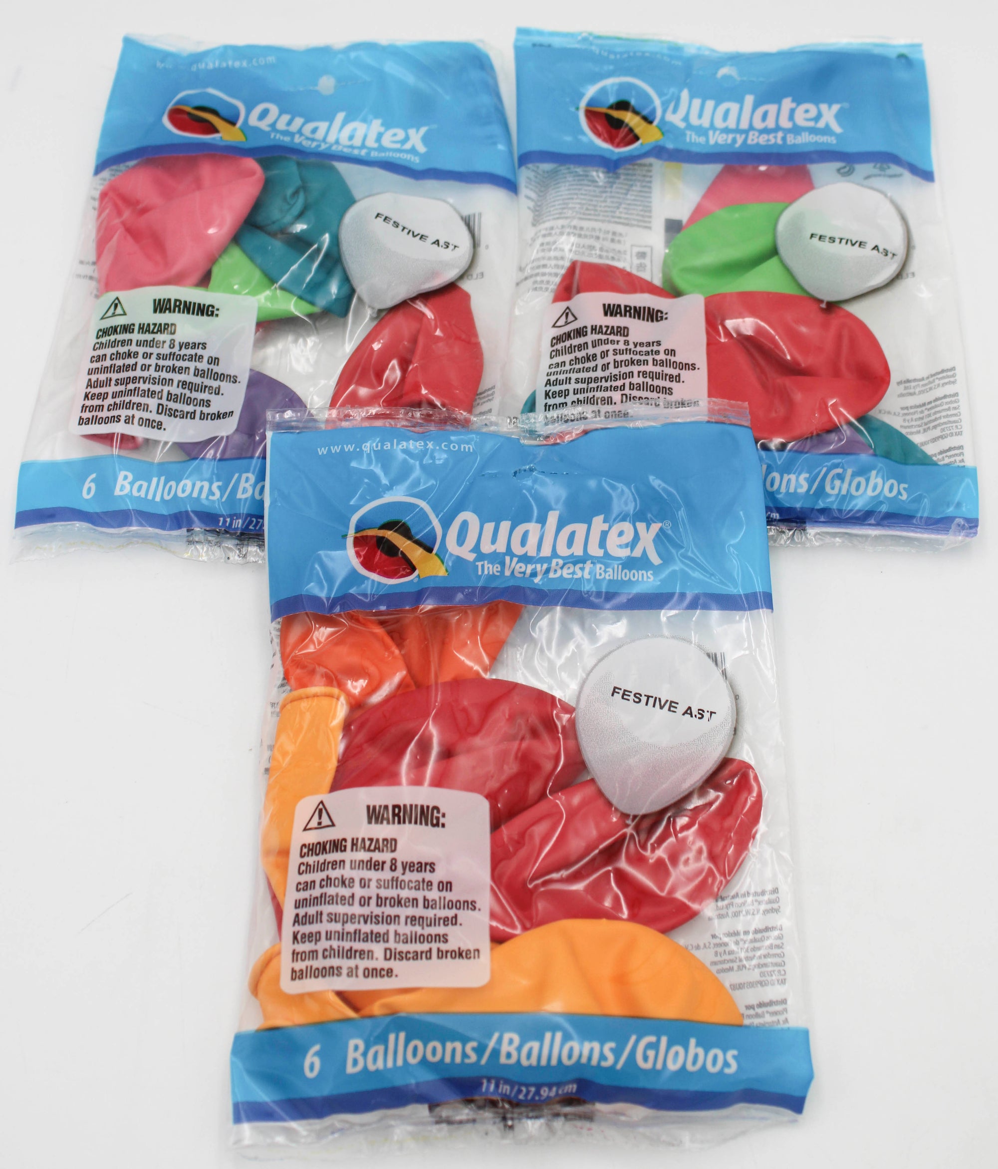QX 11" R PARTY BALLOON 6CT FESTIVE AST
