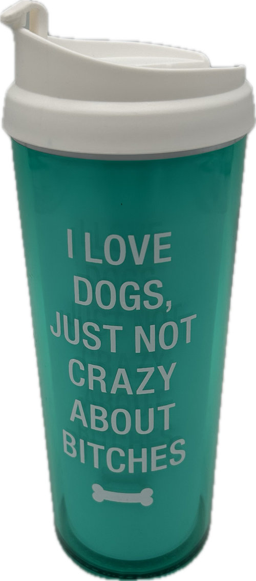 I LOVE DOGS TRAVEL MUG 16oz