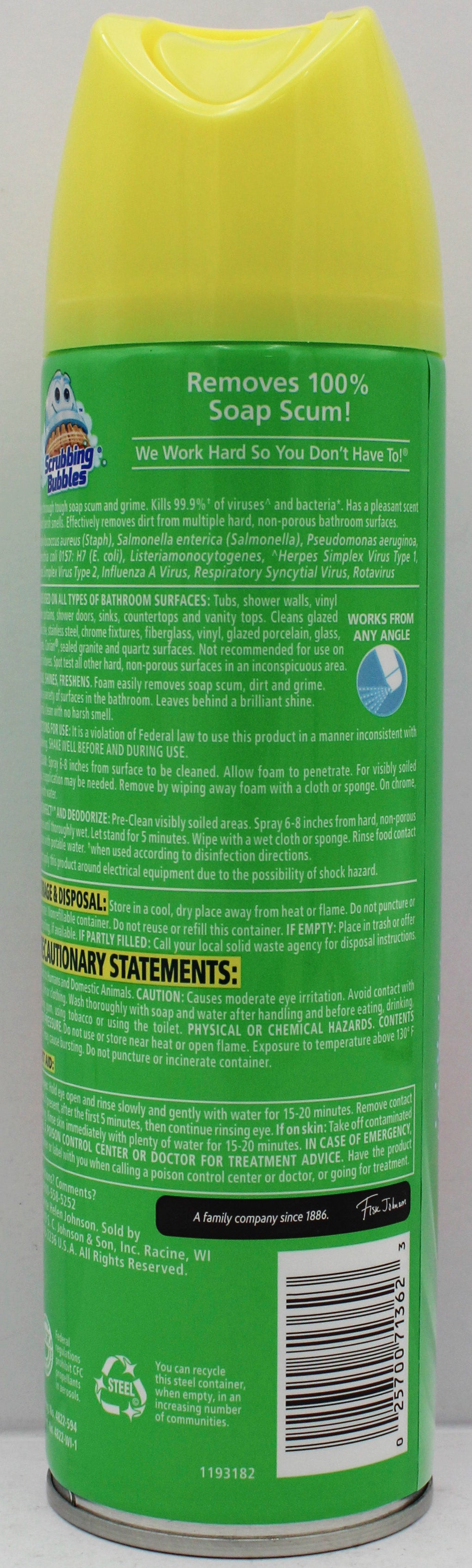 SCRUBBING BUBBLES BATHROOM GRIME FIGHTER AEROSOL CITRUS 20oz US