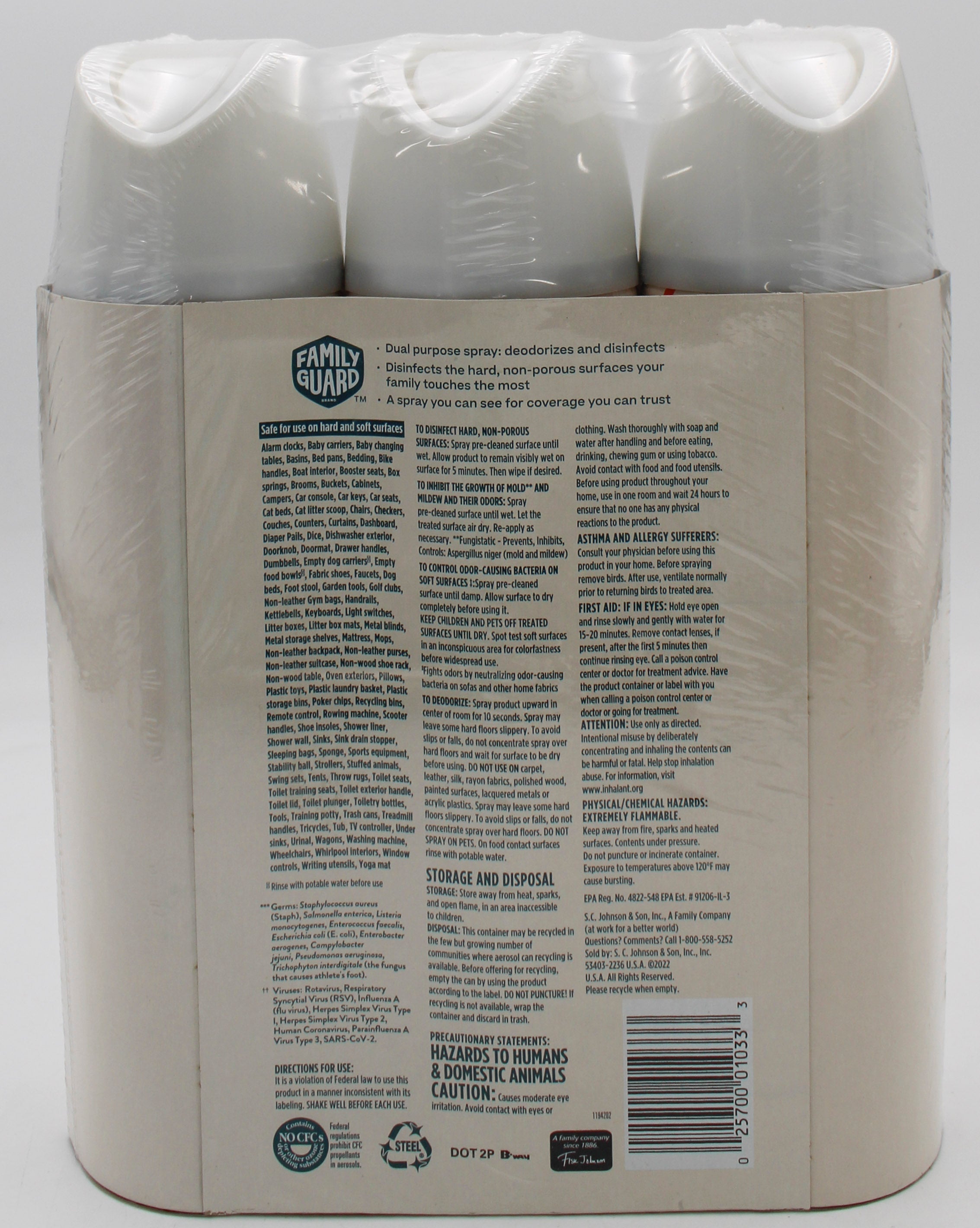 SP SCJ FAMILY GUARD 3PACK 17.05oz DISINFECTANT SPRAY CITRUS